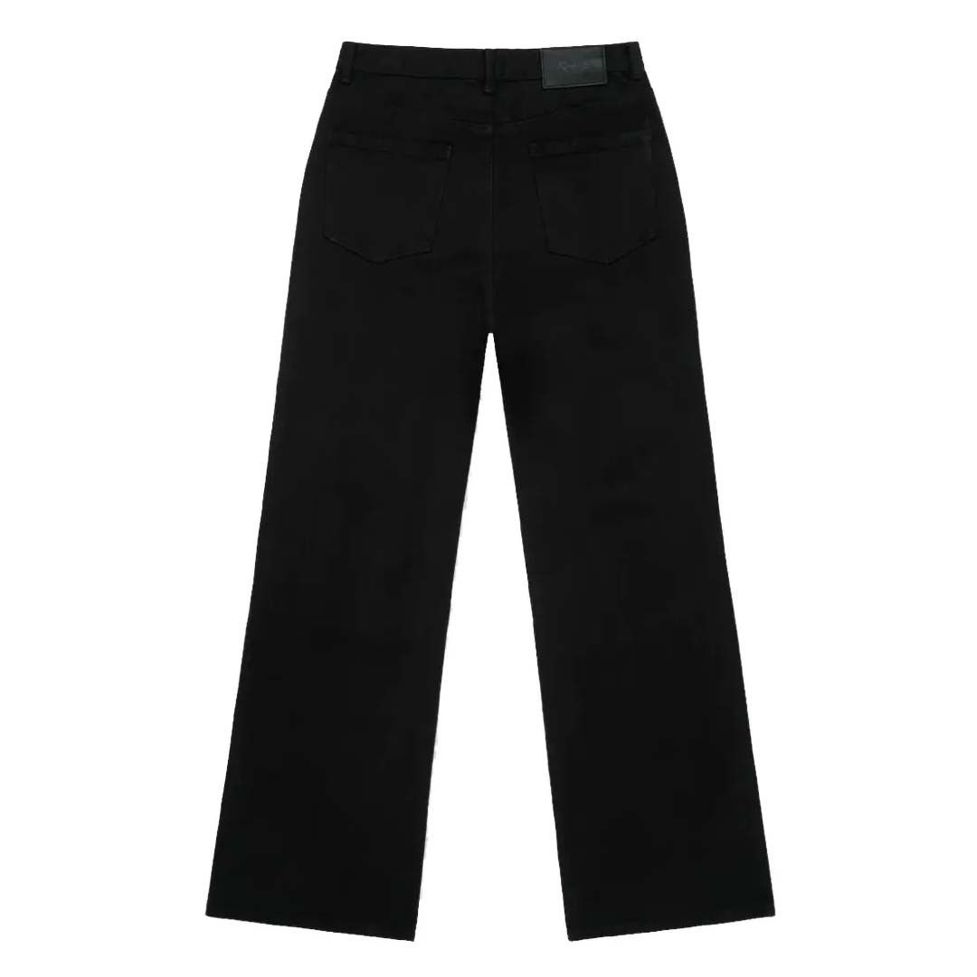 Rta Jamie Scratched Black Wide Leg Jeans Size US 28 / EU 44 - 2 Thumbnail