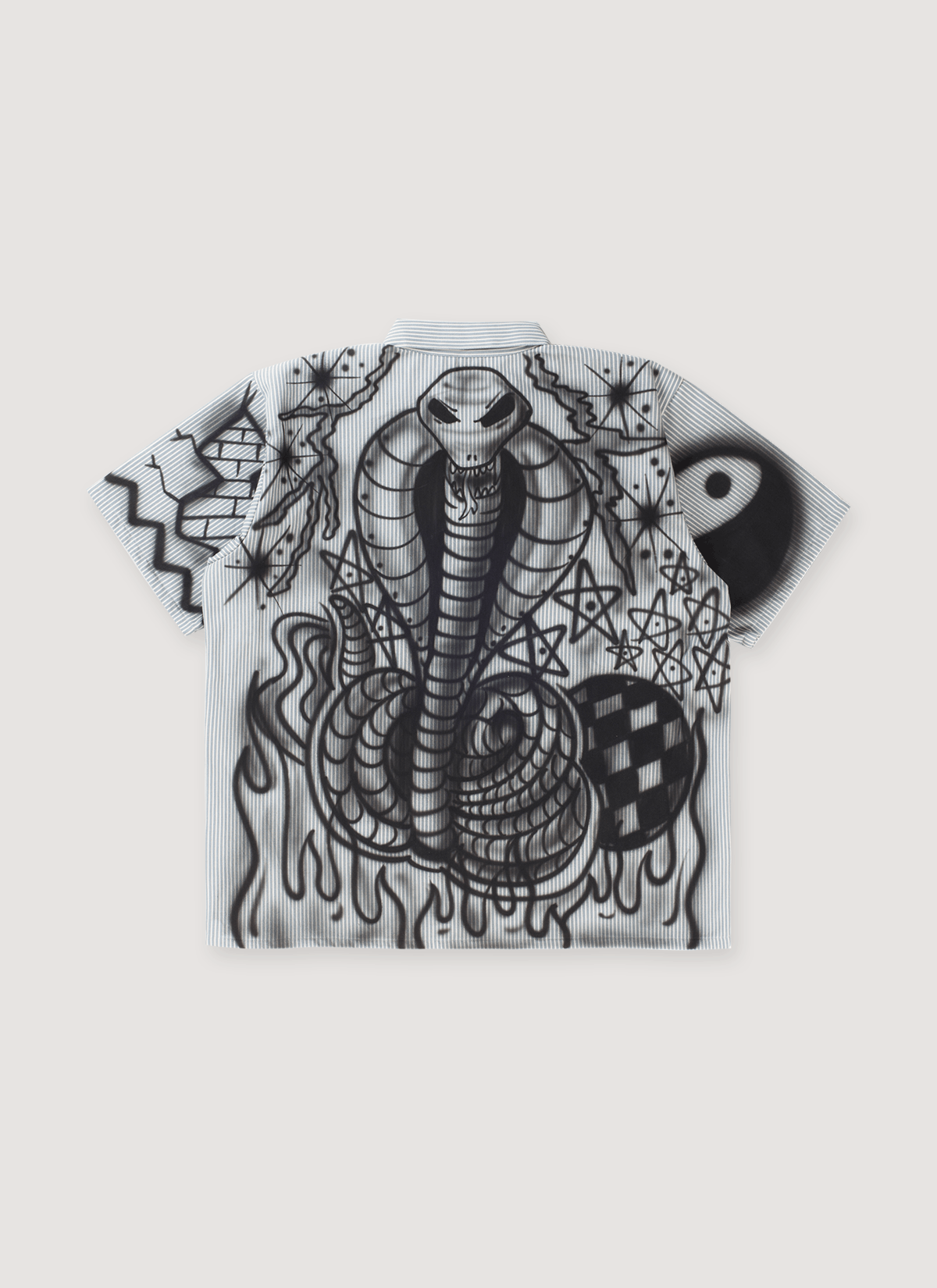 Satoshi Nakamoto 1 of 1 Airbrushed Work Shirt Blue Pinstripe Size US M / EU 48-50 / 2 - 2 Thumbnail