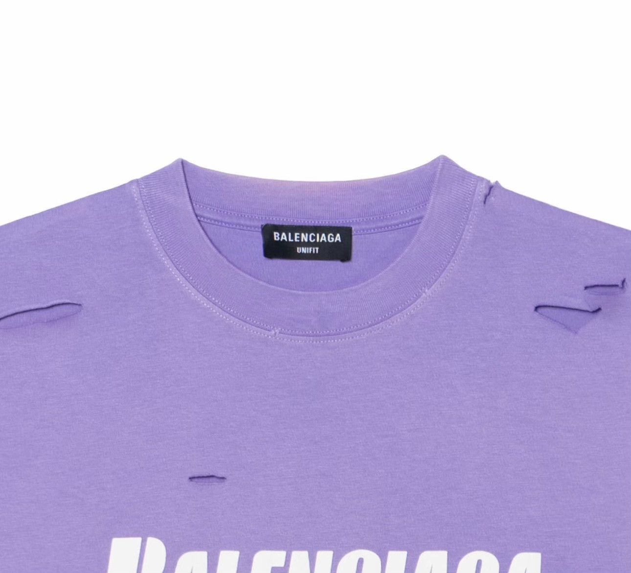 Balenciaga Balenciaga Destroyed Logo T-Shirt Purple Size XS Size US XS / EU 42 / 0 - 3 Thumbnail