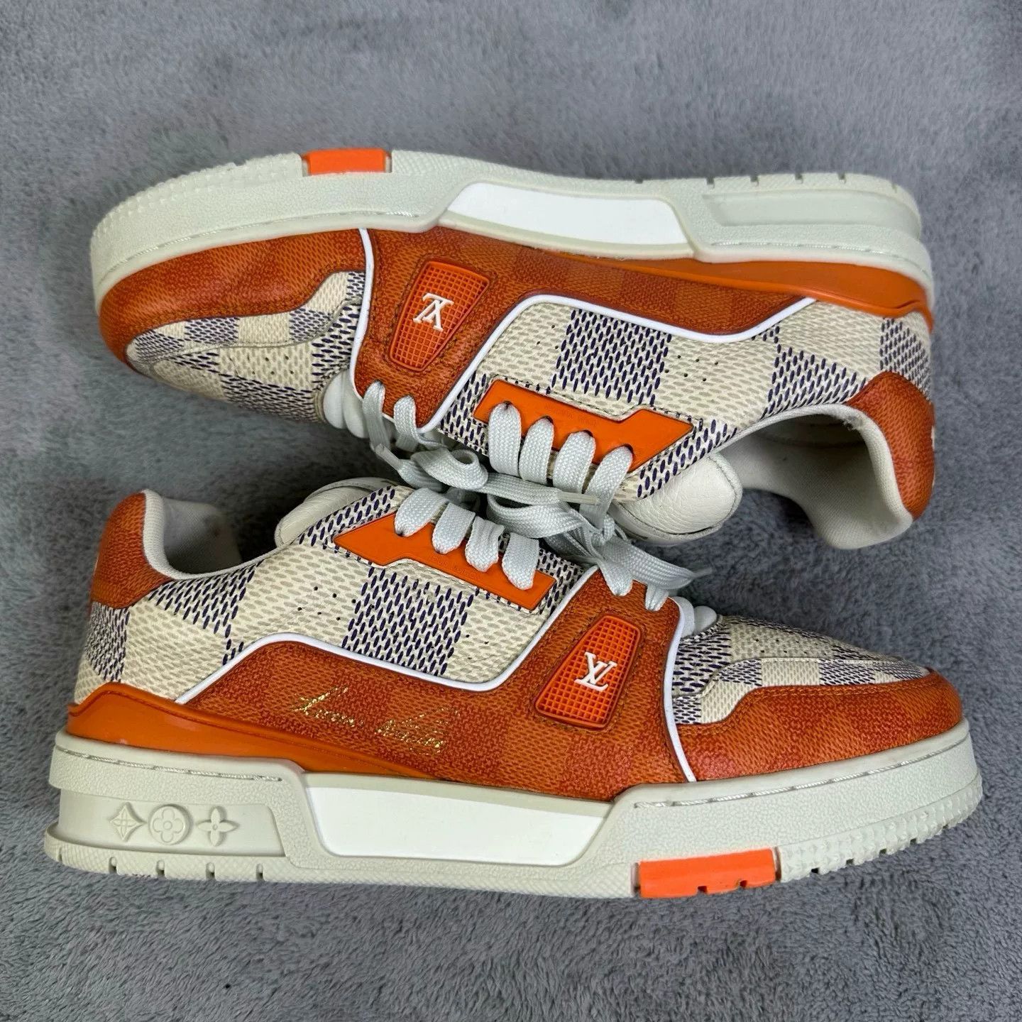 Louis Vuitton Louis Vuitton Trainer Orange Check Sneakers Size 7 Size US 7 / EU 40 - 5 Thumbnail