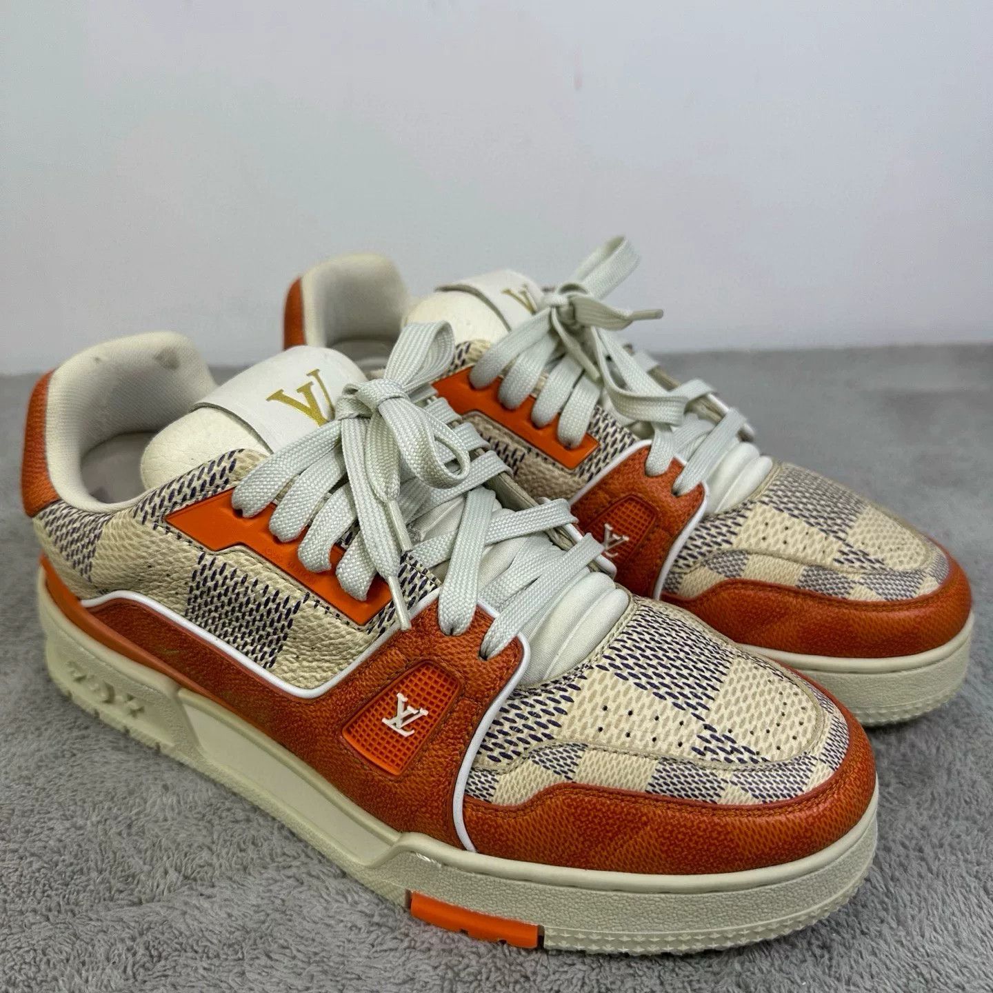 Louis Vuitton Louis Vuitton Trainer Orange Check Sneakers Size 7 Size US 7 / EU 40 - 4 Thumbnail