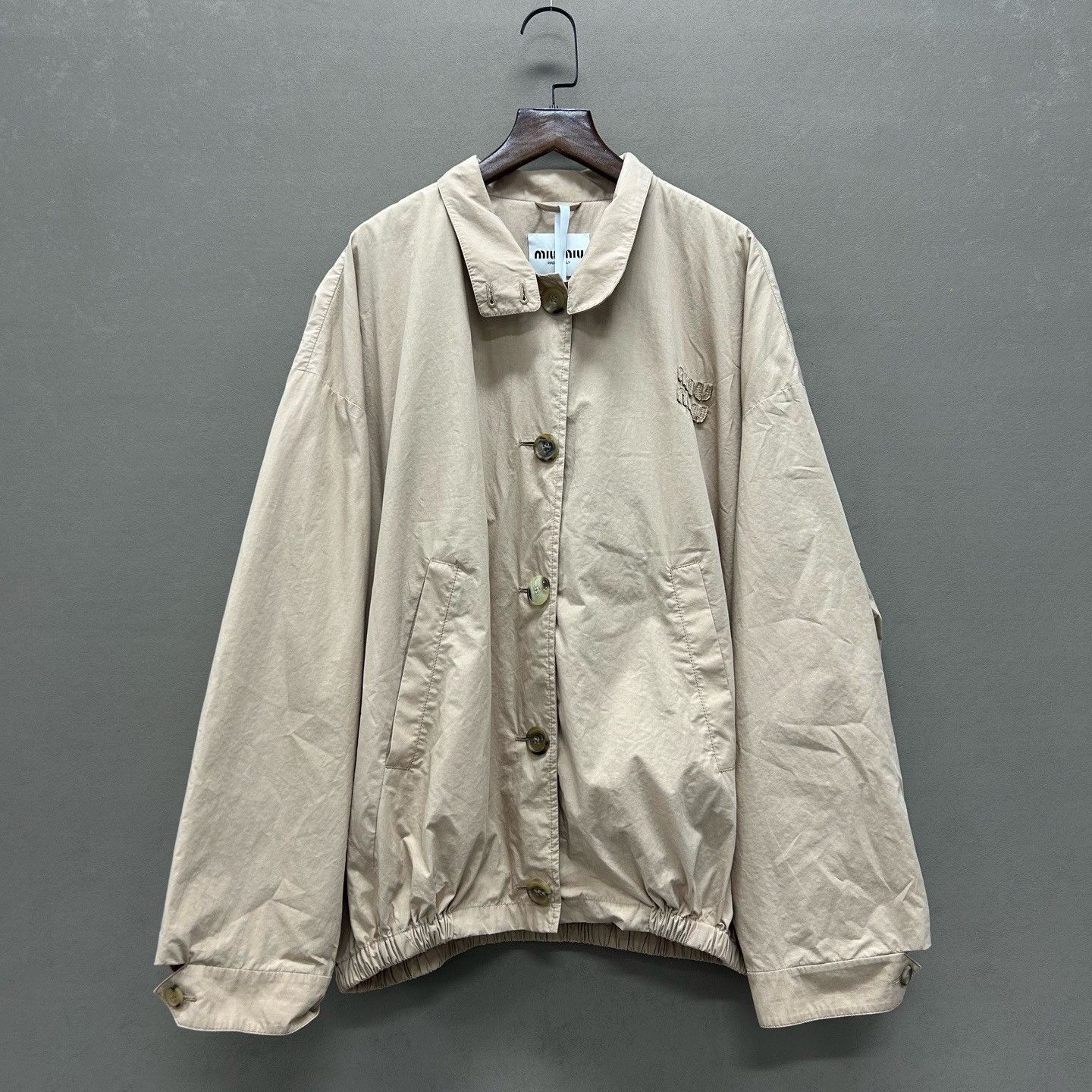 Miu Miu Miu Miu Embroidered Logo Jacket Beige Size 38 Size XS / US 0-2 / IT 36-38 - 2 Thumbnail