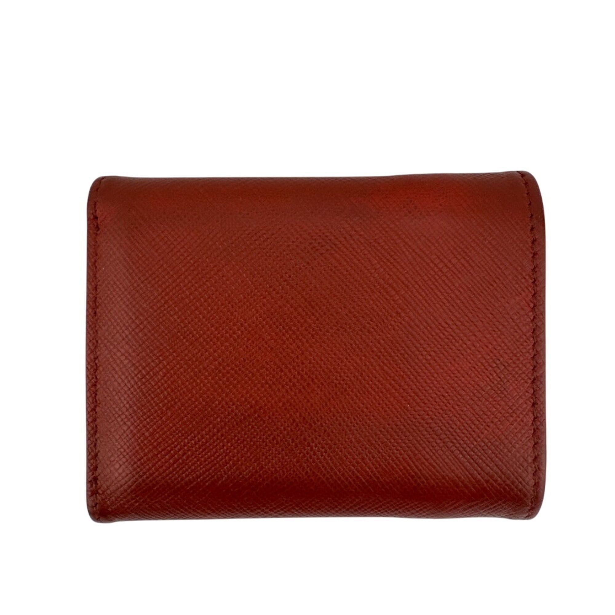 Prada PRADA Compact Wallet, Logo Plate, Saffiano Leather, Tri-fold Red Size ONE SIZE - 2 Thumbnail