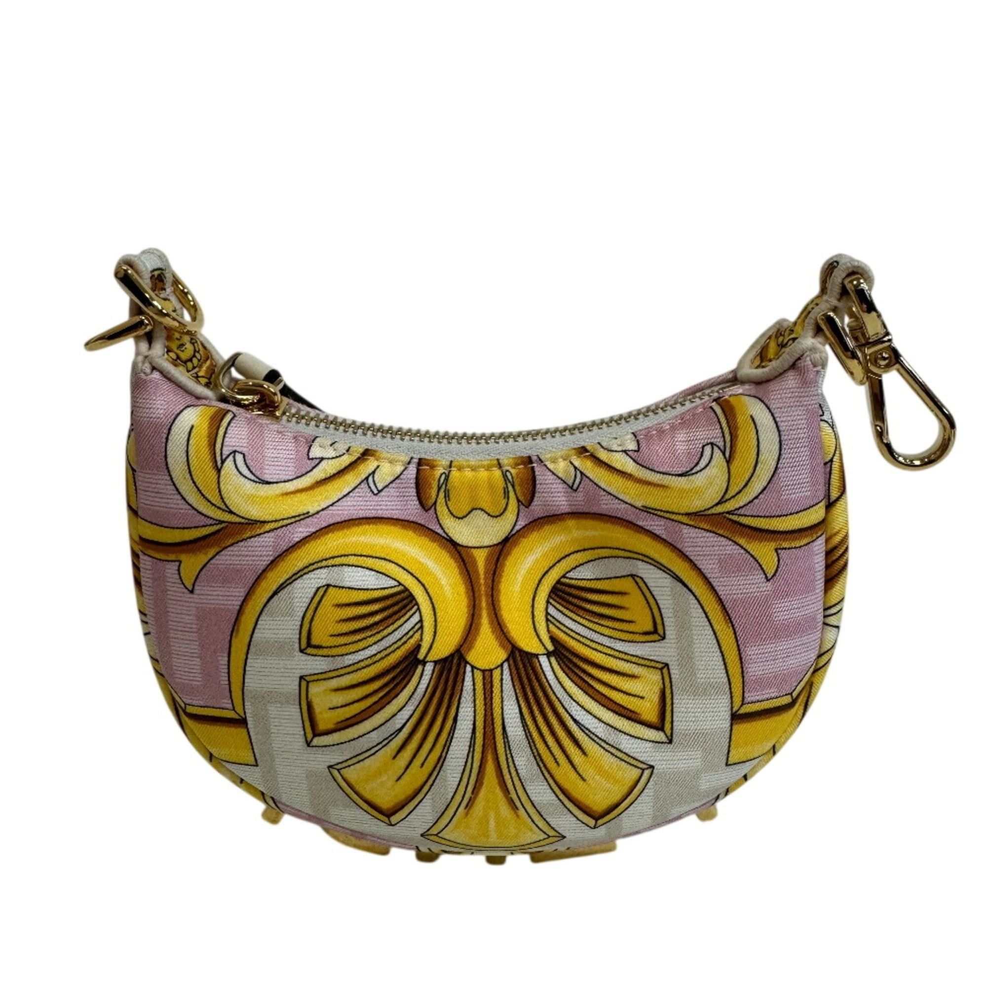 Fendi FENDI 7AS089 Nano FendiGraphy Versace Collaboration Pouch Lettering Logo Hobo Handbag Pink Size ONE SIZE - 2 Thumbnail