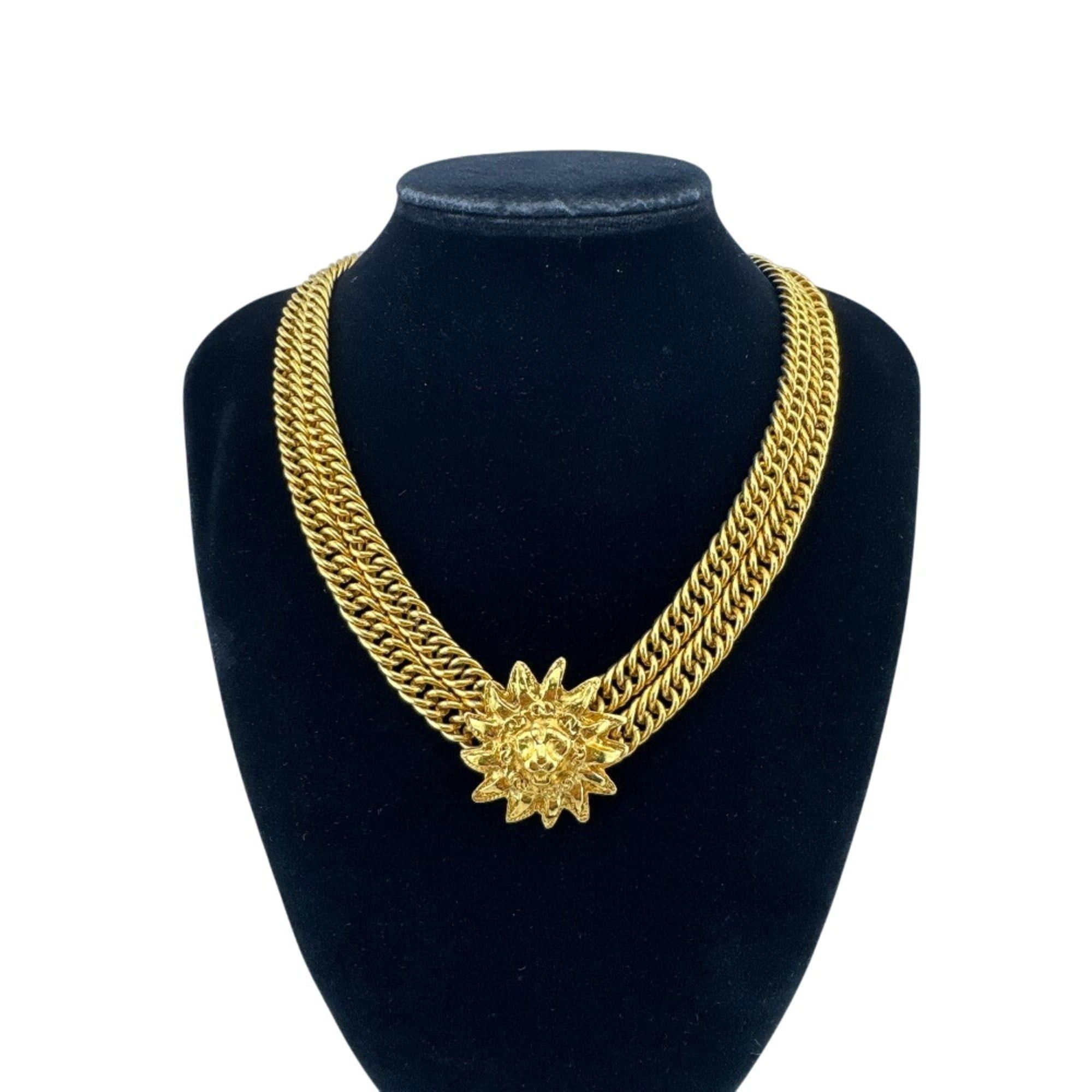 Chanel CHANEL choker, double chain, lion motif, Coco Mark necklace, gold chain. Size ONE SIZE - 10 Thumbnail