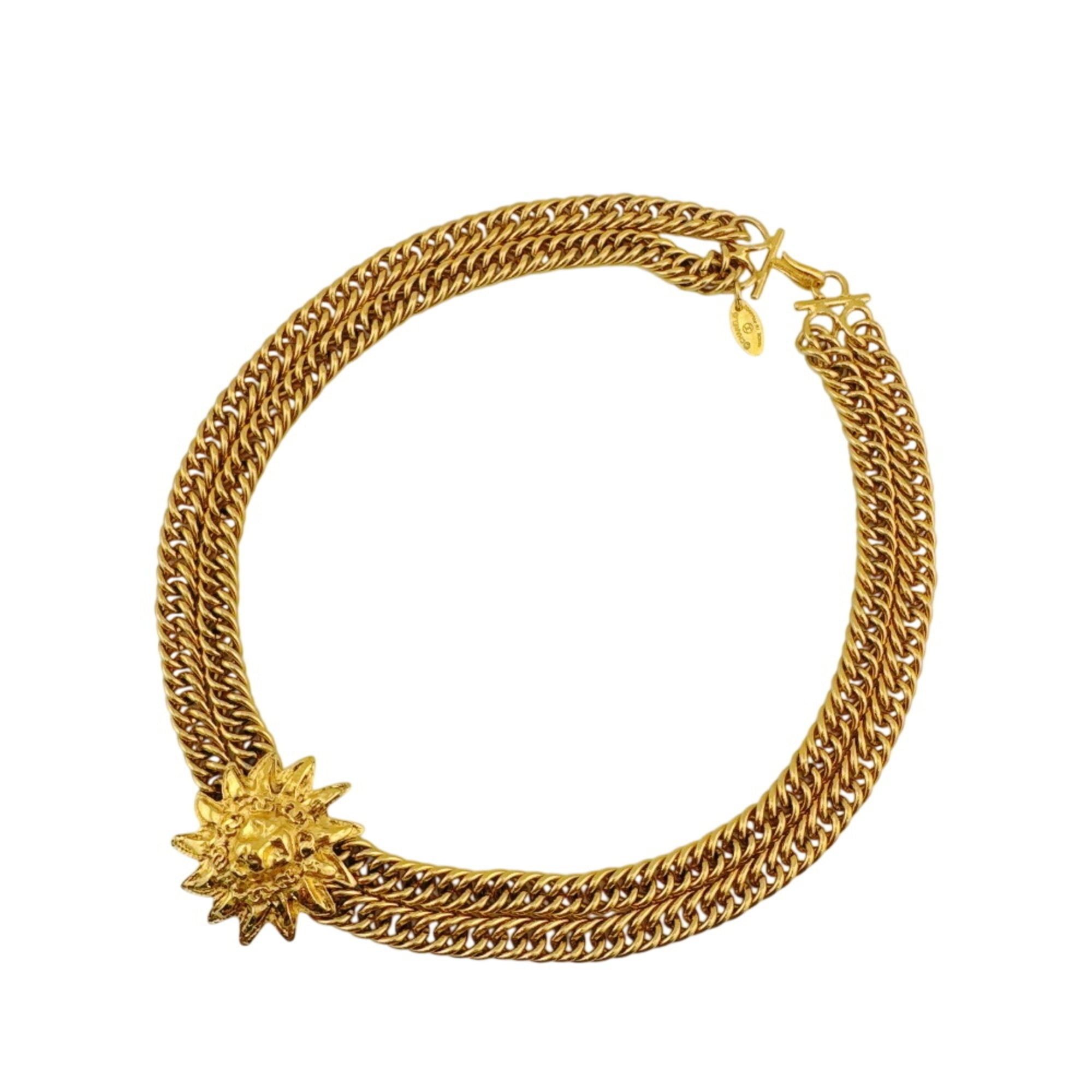 Chanel CHANEL choker, double chain, lion motif, Coco Mark necklace, gold chain. Size ONE SIZE - 2 Thumbnail