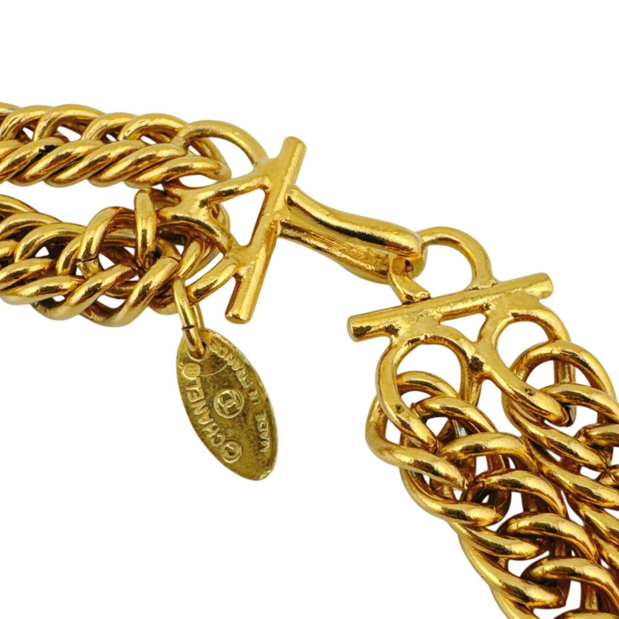 Chanel CHANEL choker, double chain, lion motif, Coco Mark necklace, gold chain. Size ONE SIZE - 4 Thumbnail