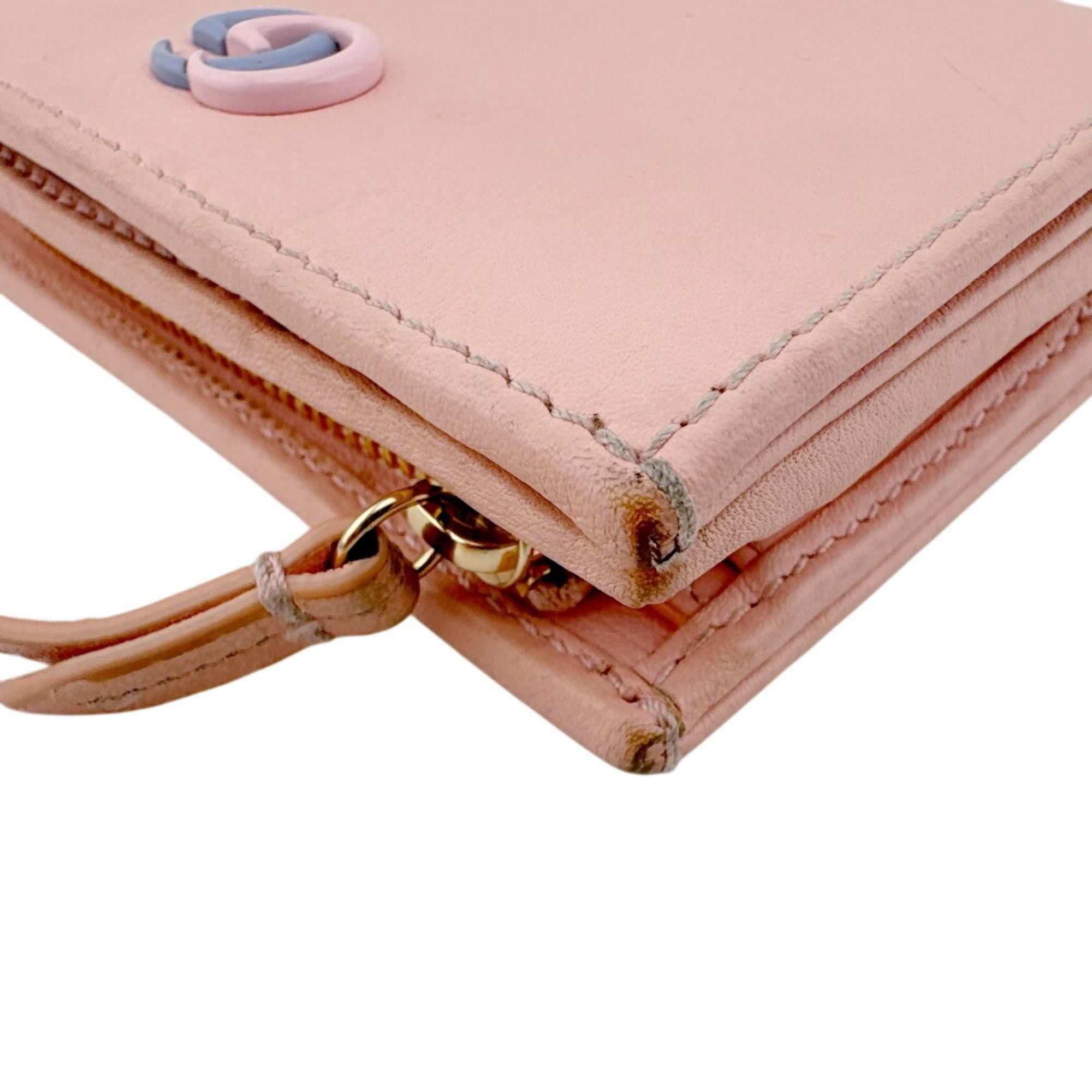 Gucci GUCCI 790063 Double G Small Wallet Compact Bi-color GG Marmont Bi-fold Pink Size ONE SIZE - 6 Thumbnail