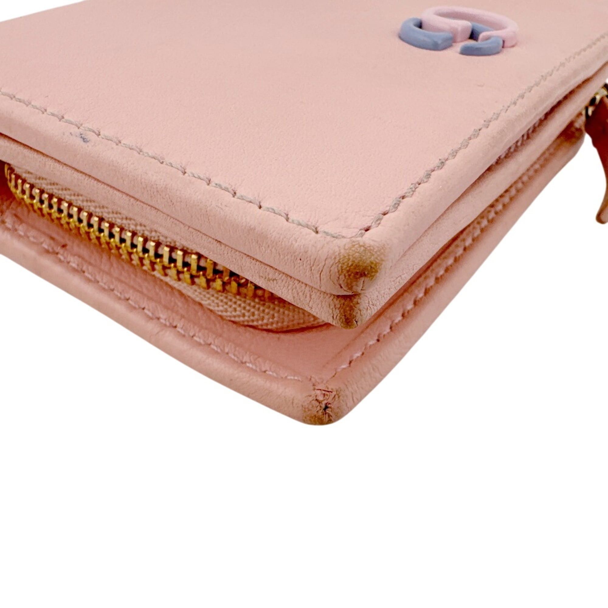 Gucci GUCCI 790063 Double G Small Wallet Compact Bi-color GG Marmont Bi-fold Pink Size ONE SIZE - 5 Thumbnail