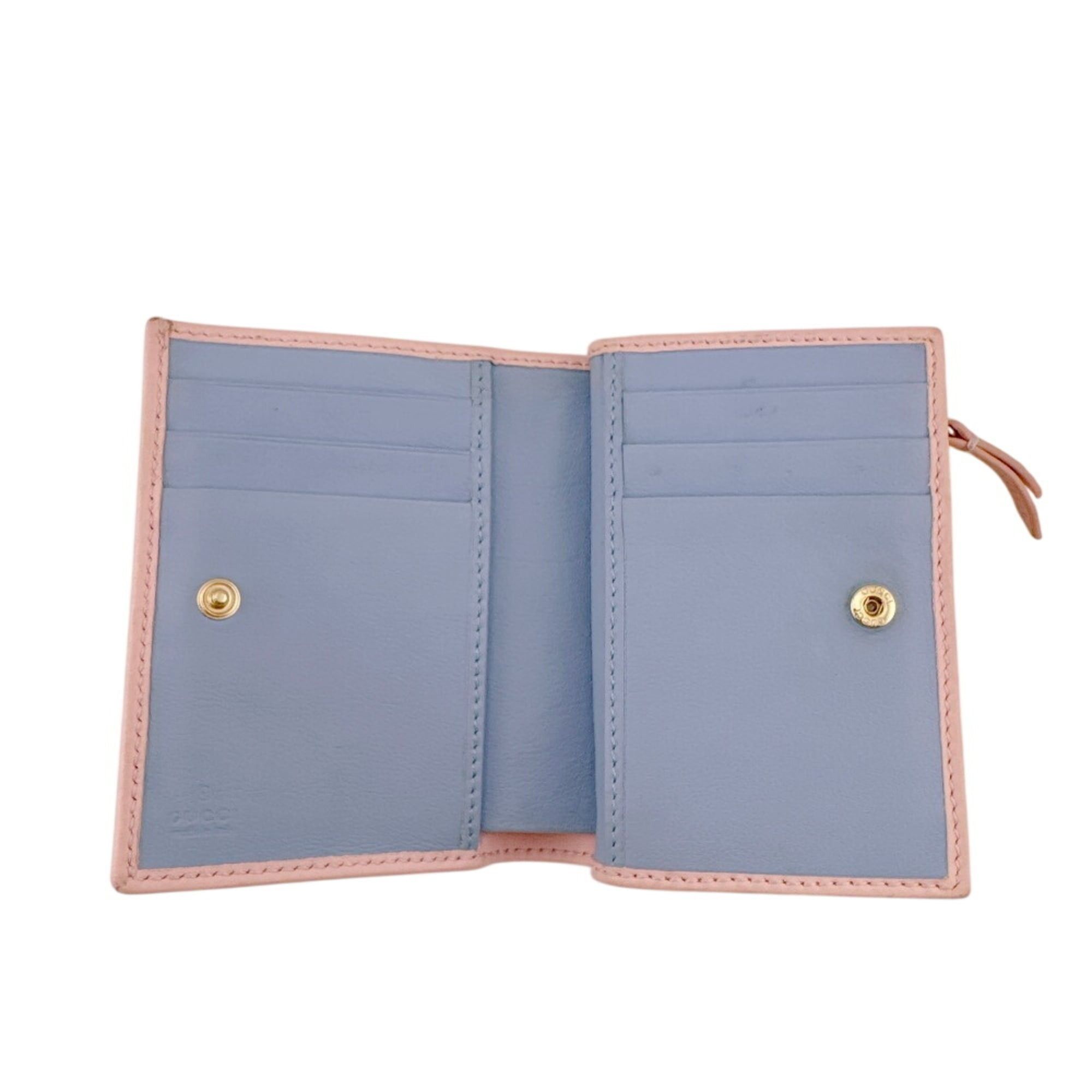 Gucci GUCCI 790063 Double G Small Wallet Compact Bi-color GG Marmont Bi-fold Pink Size ONE SIZE - 9 Thumbnail