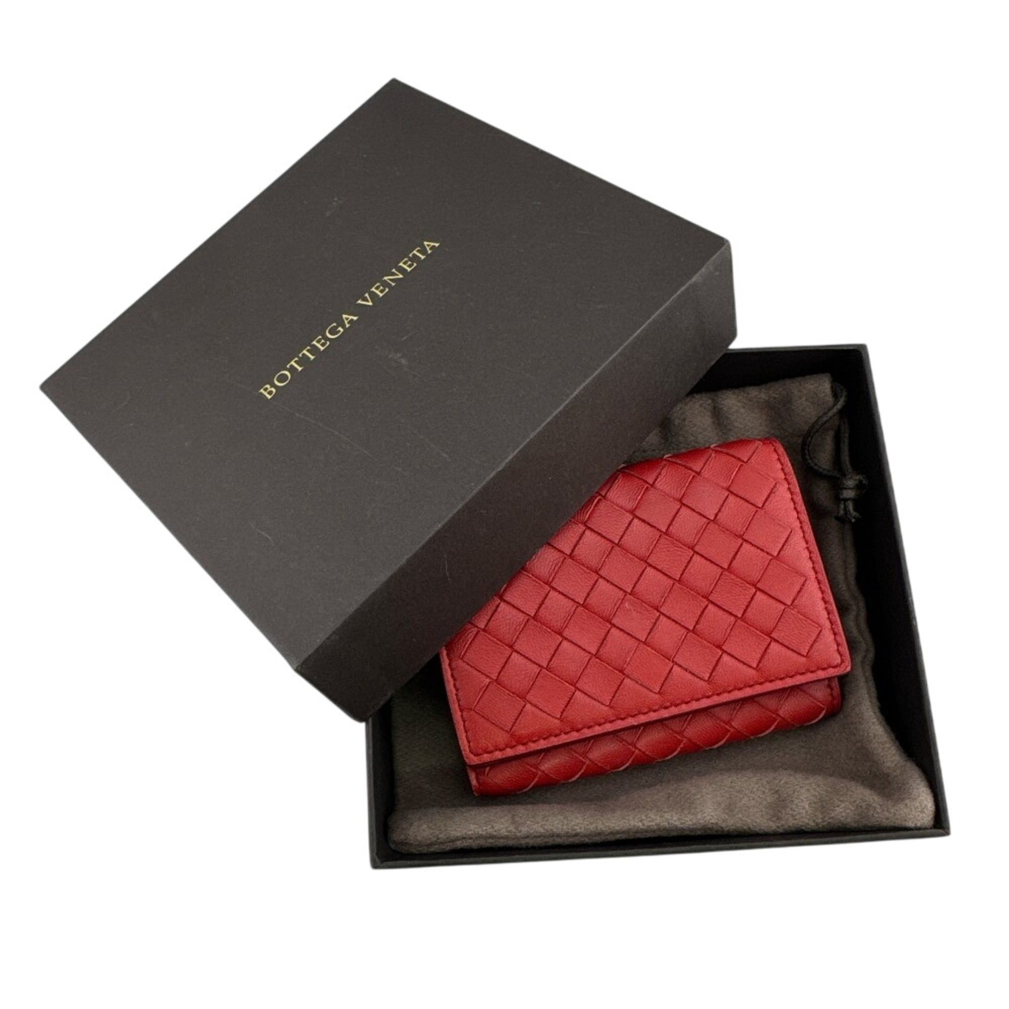 Bottega Veneta Bottega Veneta Intrecciato Compact Wallet Tri-fold Red Size ONE SIZE - 15 Thumbnail