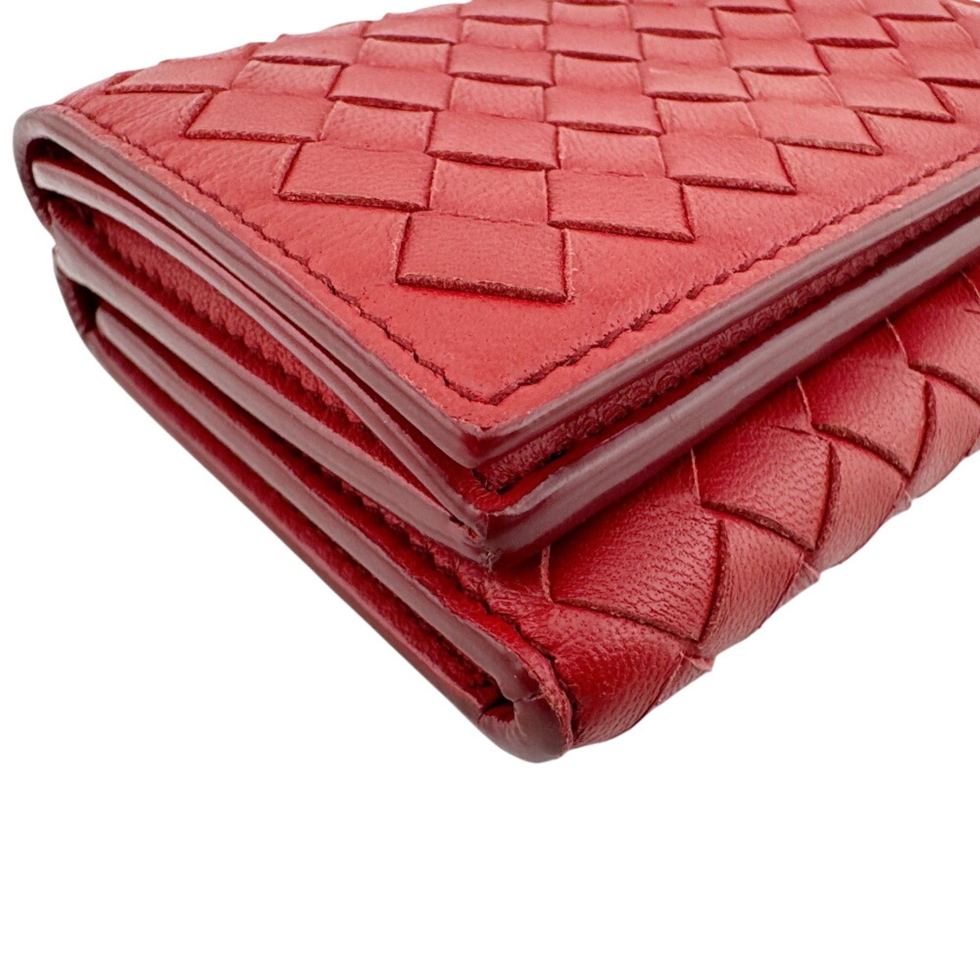 Bottega Veneta Bottega Veneta Intrecciato Compact Wallet Tri-fold Red Size ONE SIZE - 3 Thumbnail