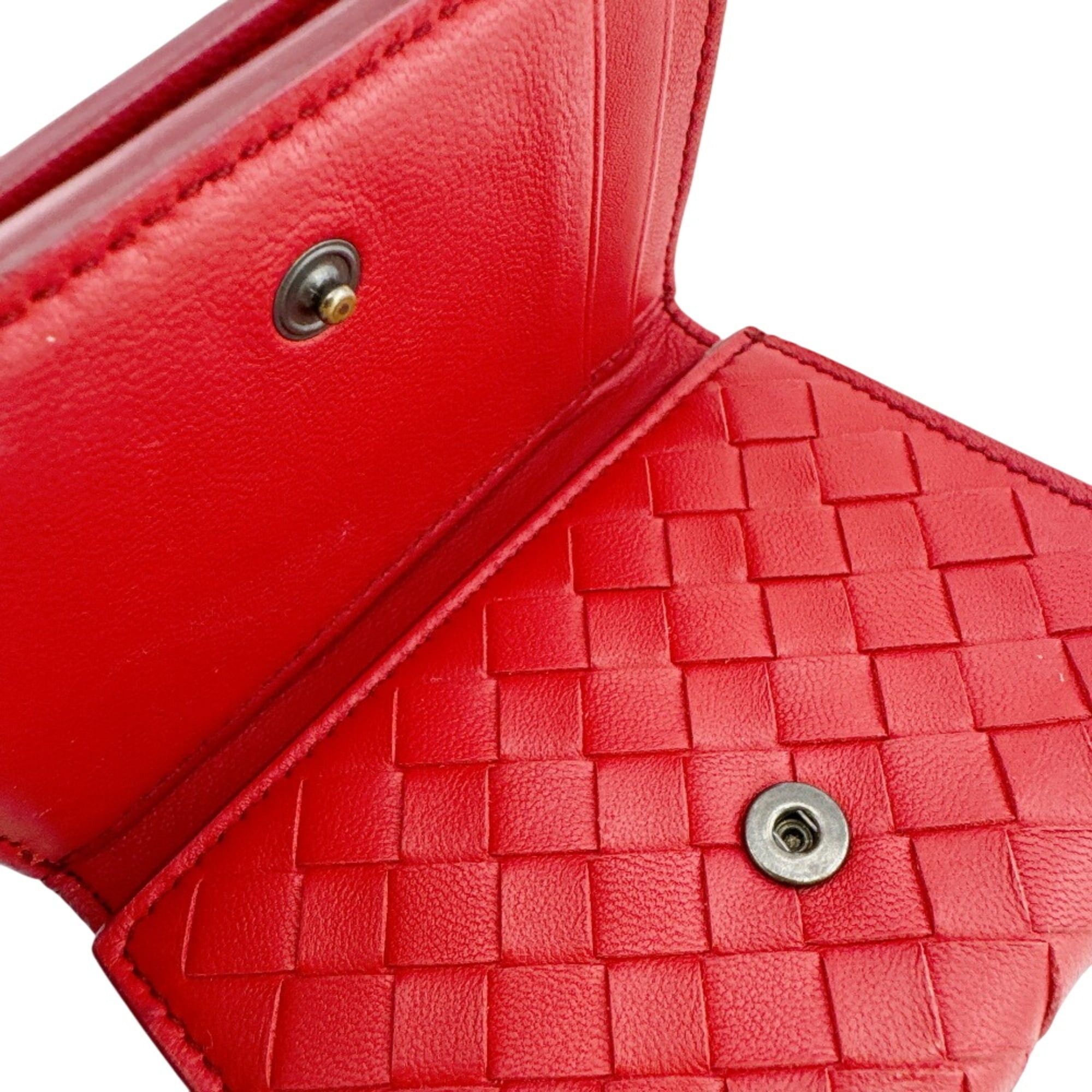 Bottega Veneta Bottega Veneta Intrecciato Compact Wallet Tri-fold Red Size ONE SIZE - 10 Thumbnail