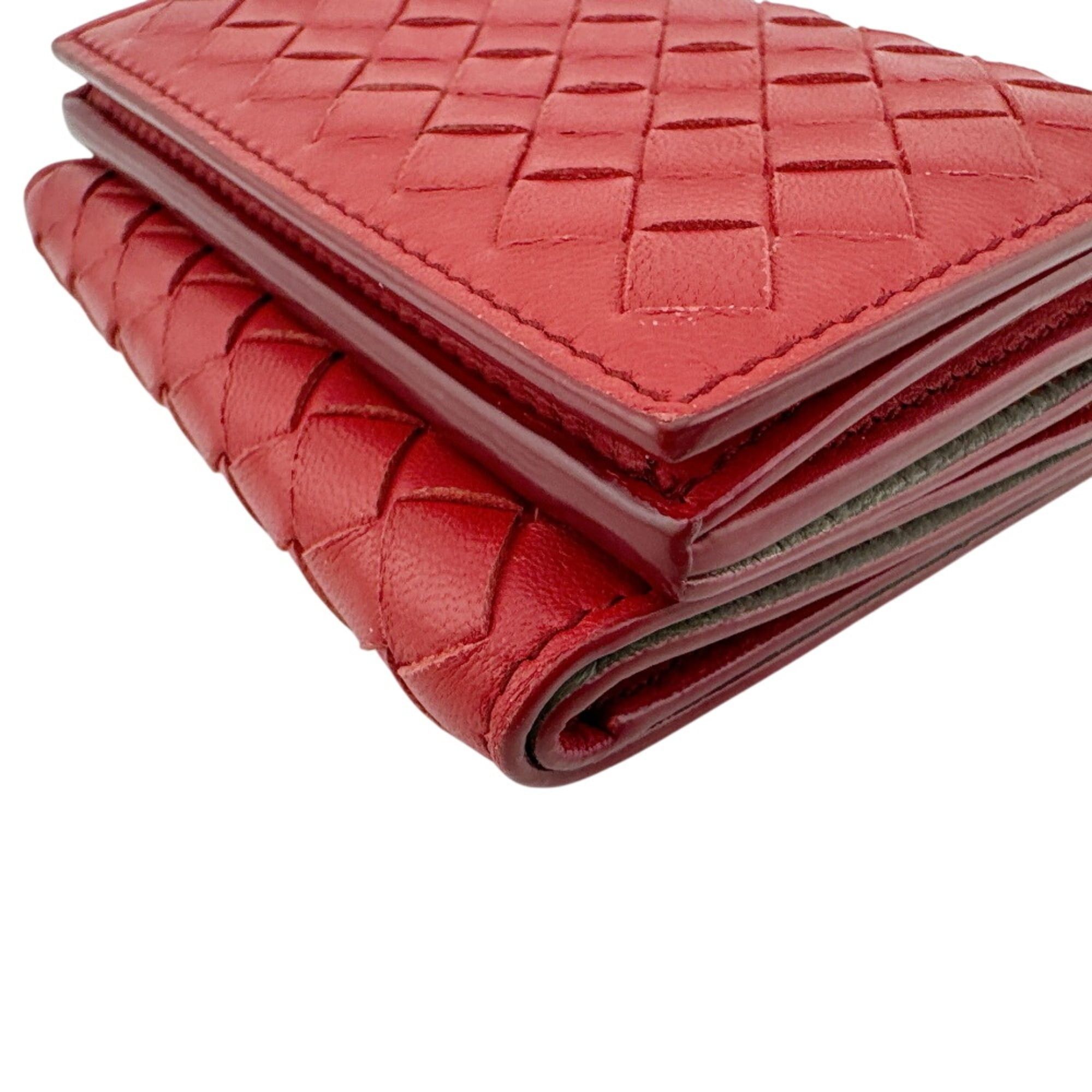 Bottega Veneta Bottega Veneta Intrecciato Compact Wallet Tri-fold Red Size ONE SIZE - 4 Thumbnail