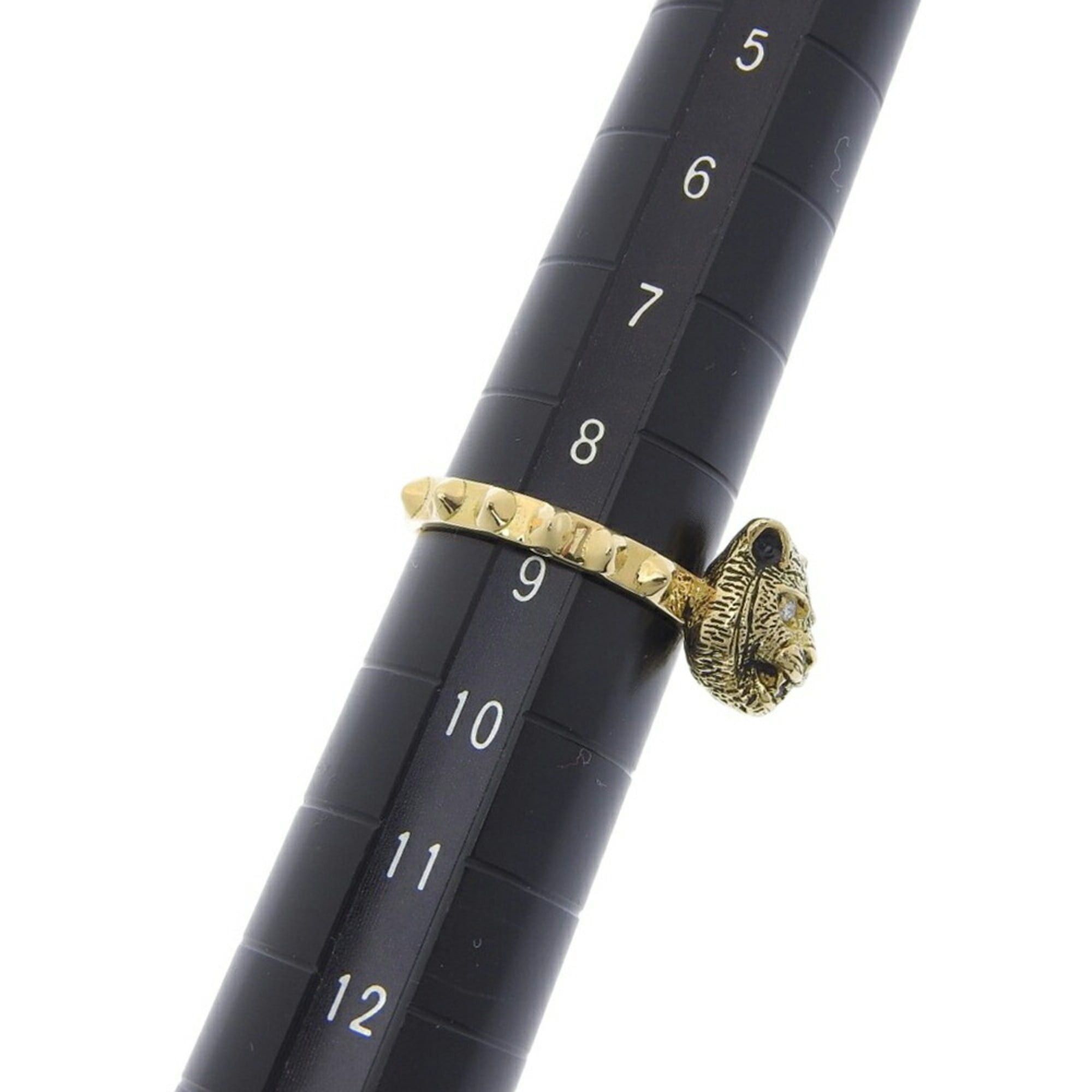 Gucci Gucci Le Marché des Merveilles Cat Ring, 18K Yellow Gold, Melee Diamonds, Size #9 (approx. US size 9), approx. 7.0g, Tiger pattern. Size ONE SIZE - 5 Thumbnail