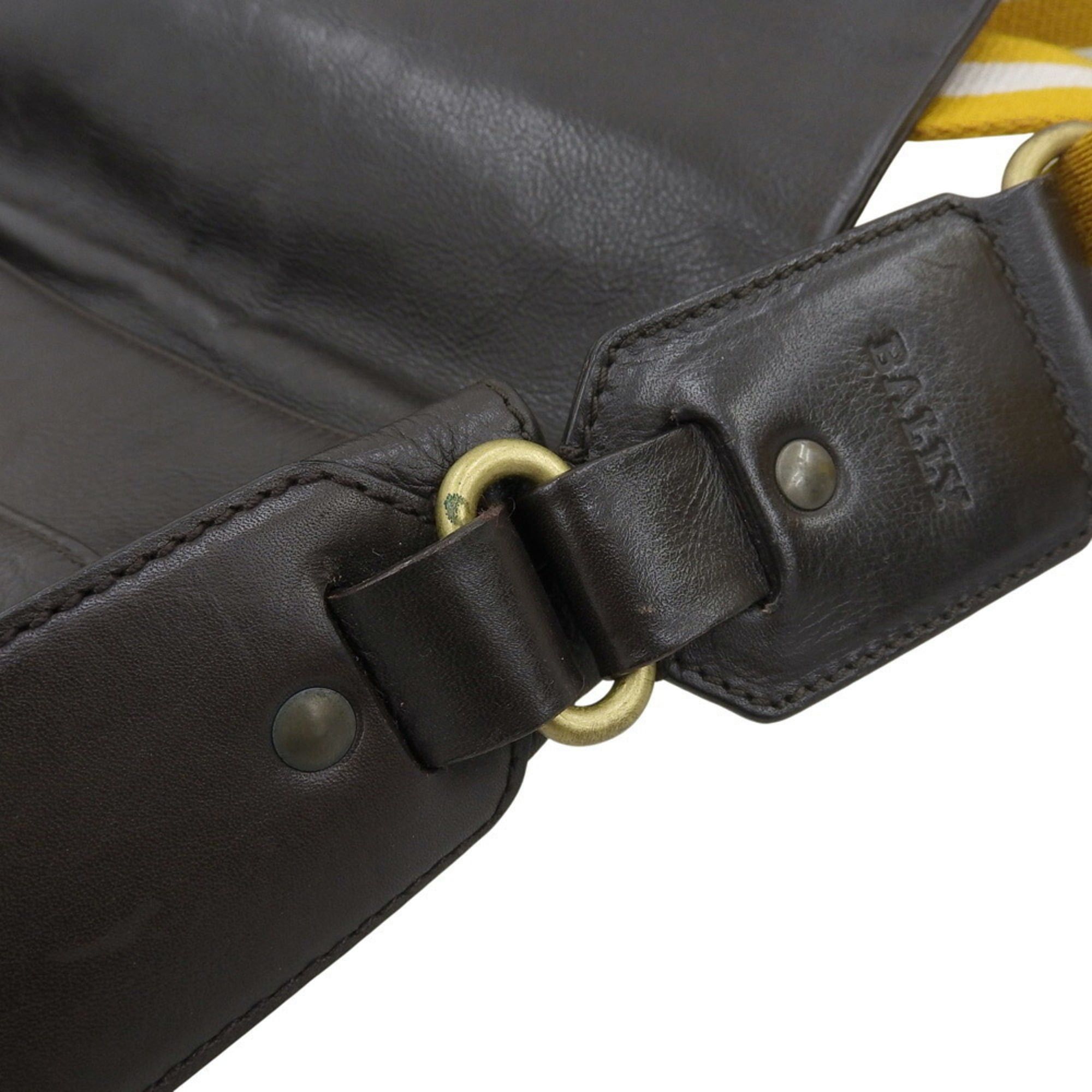 Bally Bally Striped Shoulder Bag, Leather, Dark Brown Size ONE SIZE - 8 Thumbnail