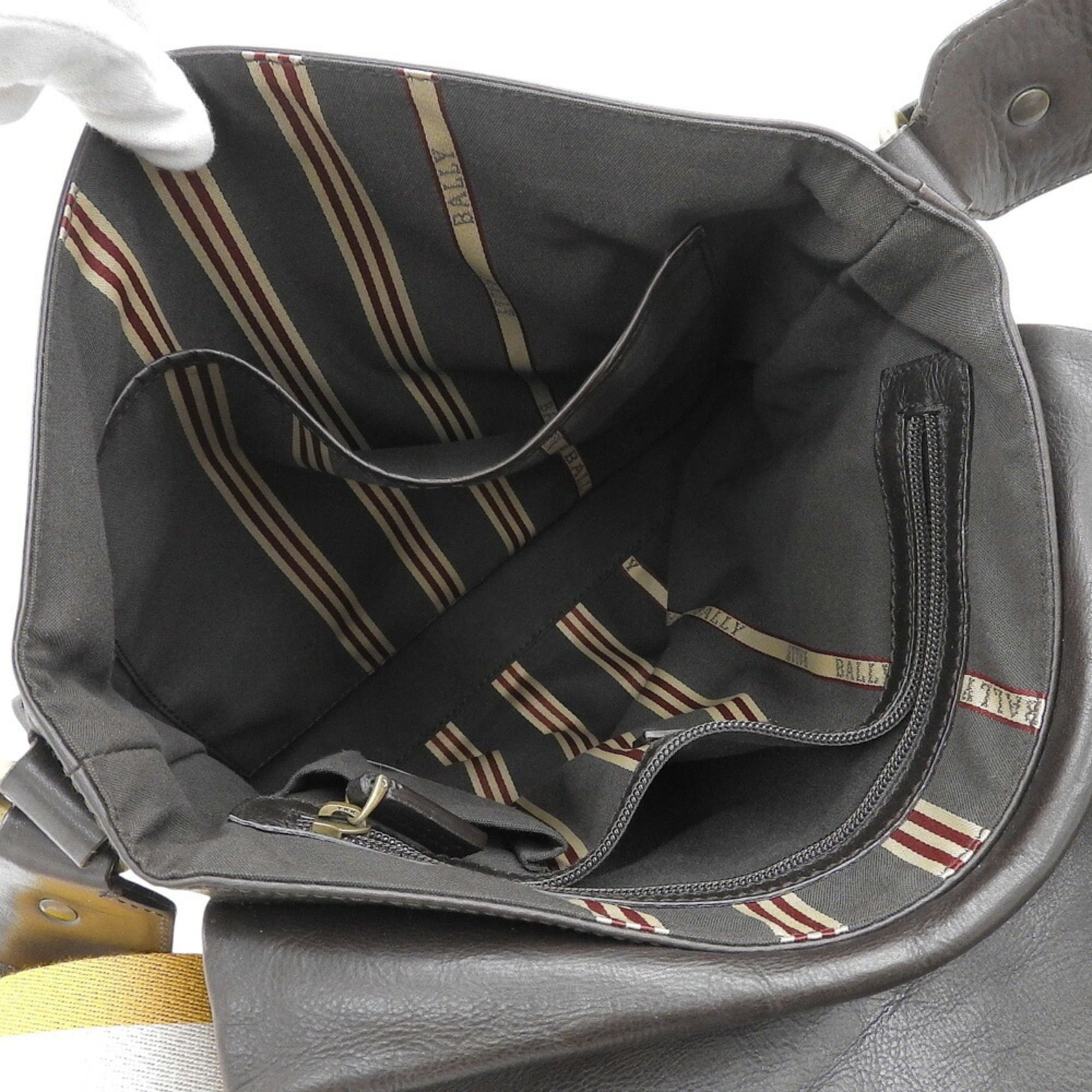Bally Bally Striped Shoulder Bag, Leather, Dark Brown Size ONE SIZE - 3 Thumbnail