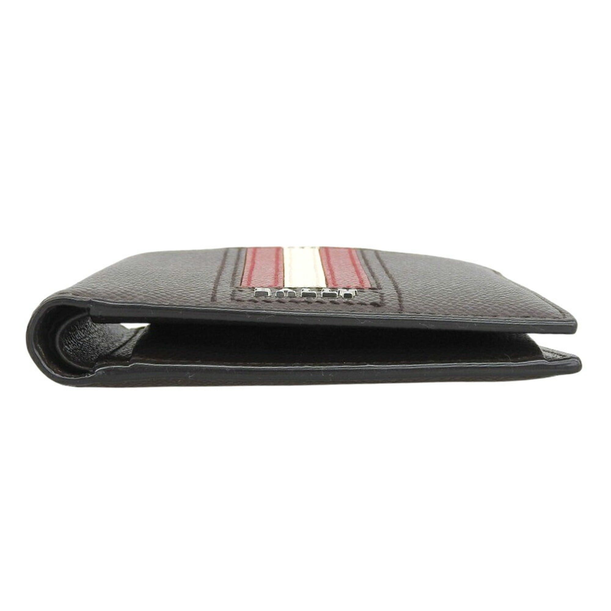 Bally Bally Striped Bi-fold Wallet, Leather, Dark Brown x White Red Size ONE SIZE - 4 Thumbnail