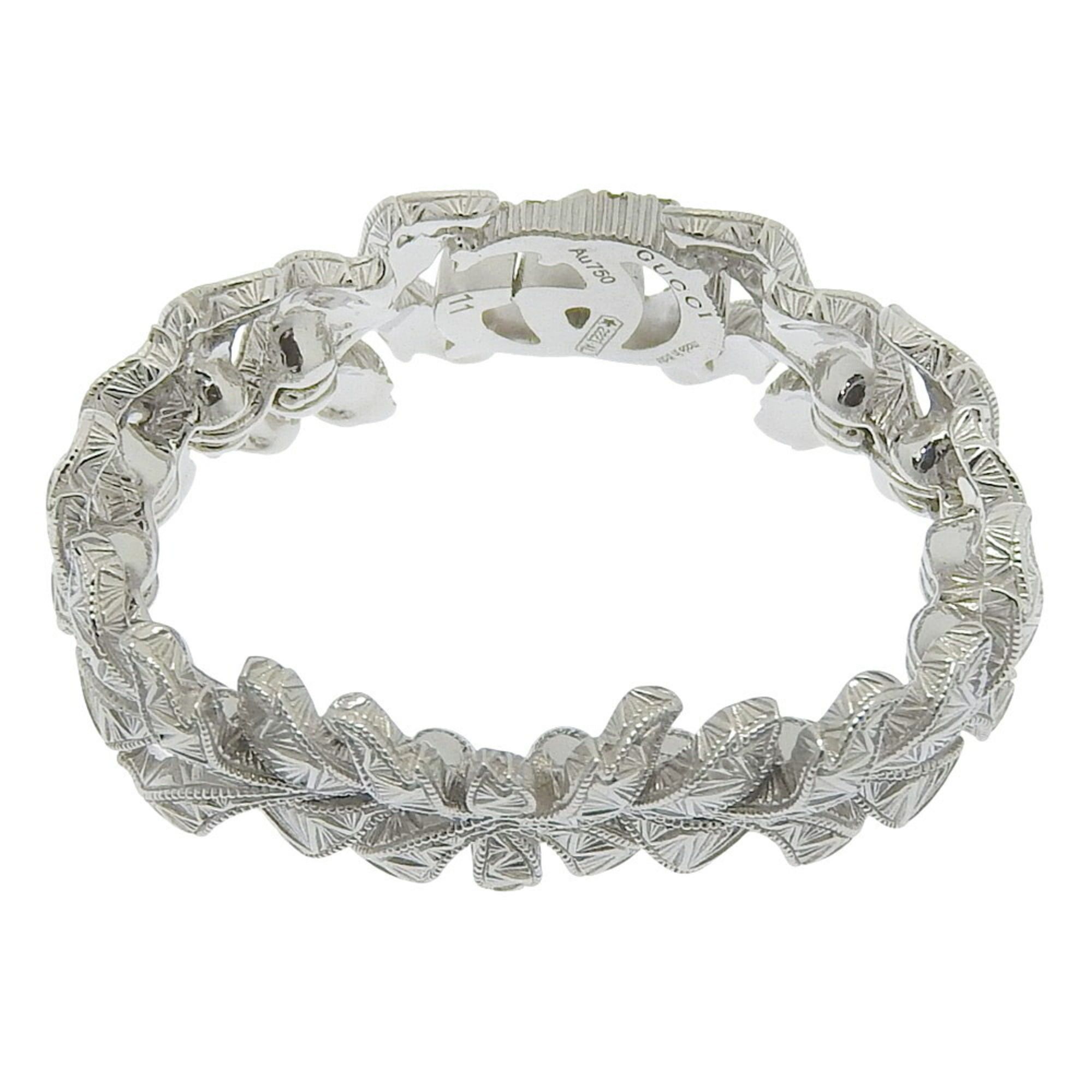 Gucci Gucci Flora Ring, approximately 6.6g, 18K White Gold, with small diamonds, size #11 (approximately US 10). Size ONE SIZE - 3 Thumbnail