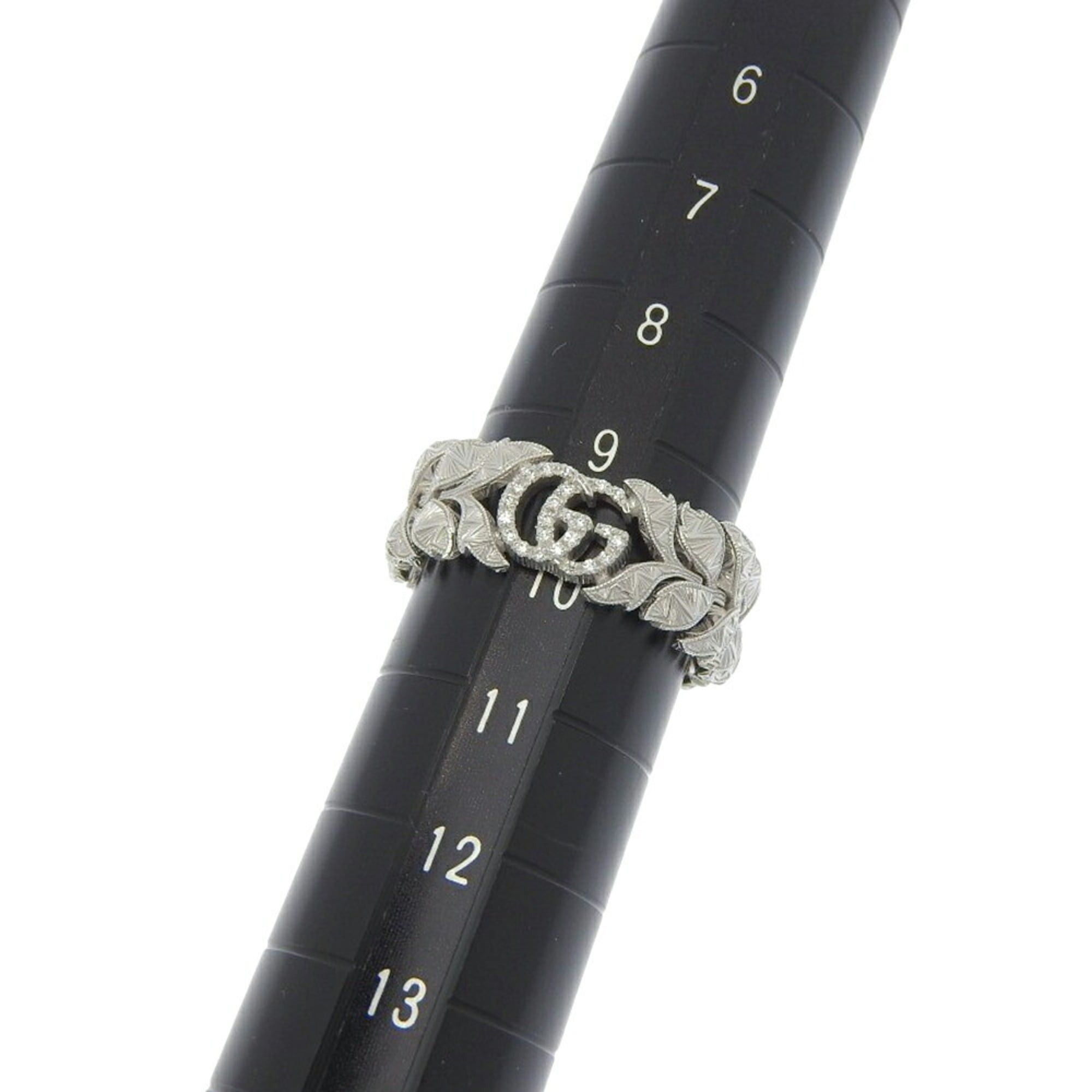 Gucci Gucci Flora Ring, approximately 6.6g, 18K White Gold, with small diamonds, size #11 (approximately US 10). Size ONE SIZE - 4 Thumbnail