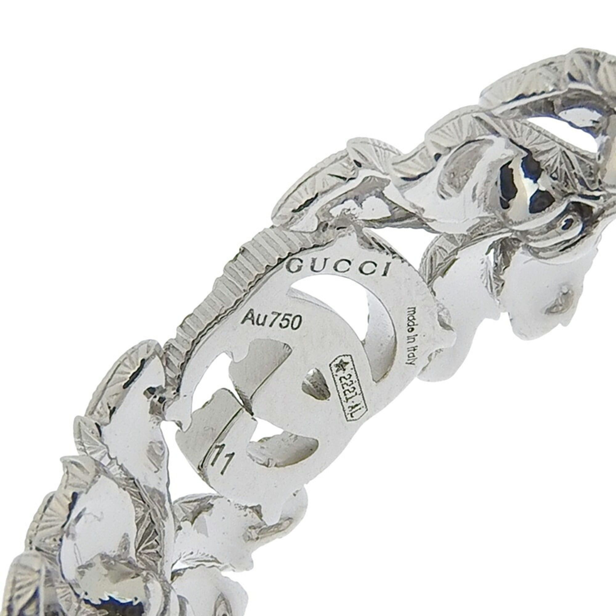 Gucci Gucci Flora Ring, approximately 6.6g, 18K White Gold, with small diamonds, size #11 (approximately US 10). Size ONE SIZE - 2 Thumbnail