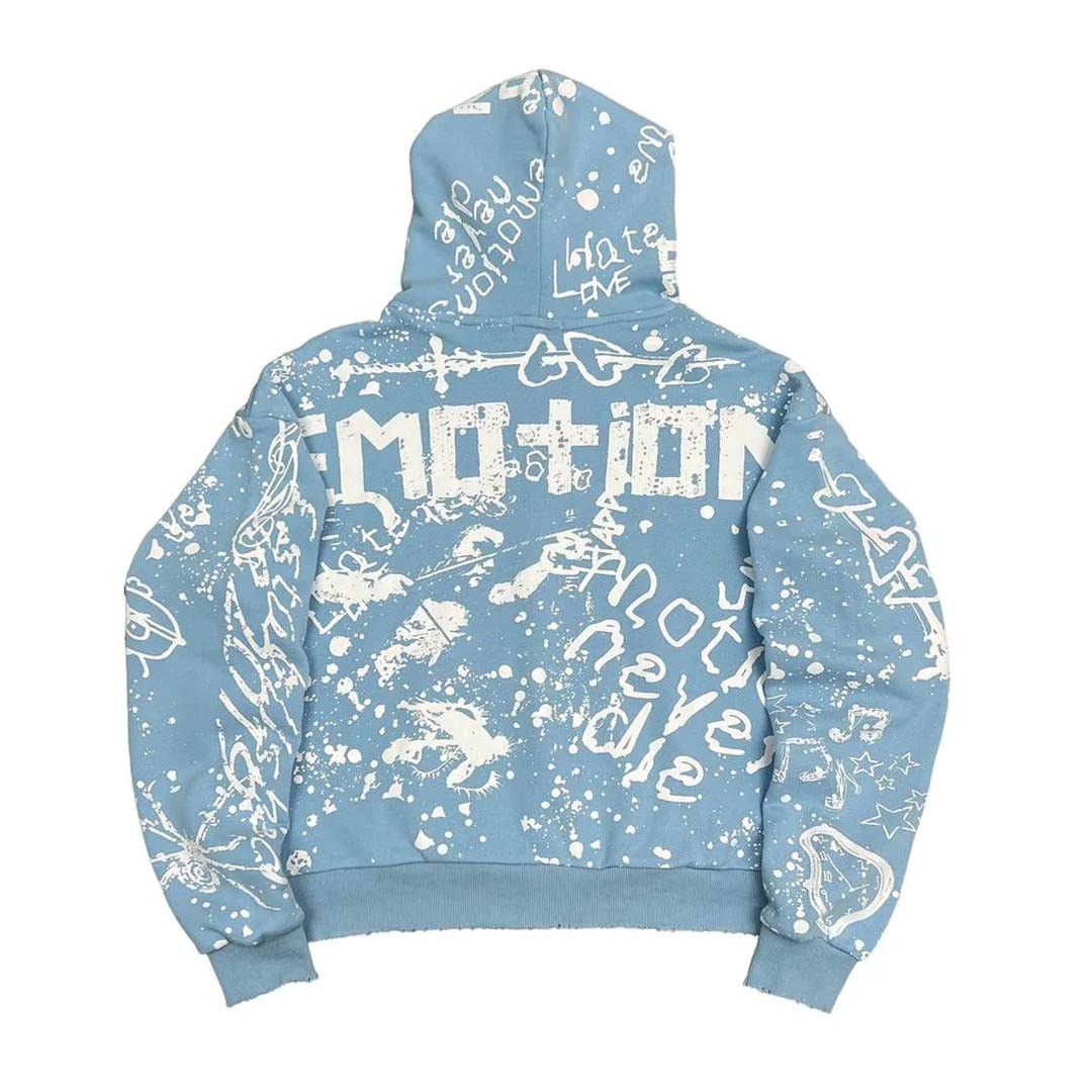 Other Mixed Emotions Blue Graffiti Hoodie Size US XL / EU 56 / 4 - 2 Thumbnail