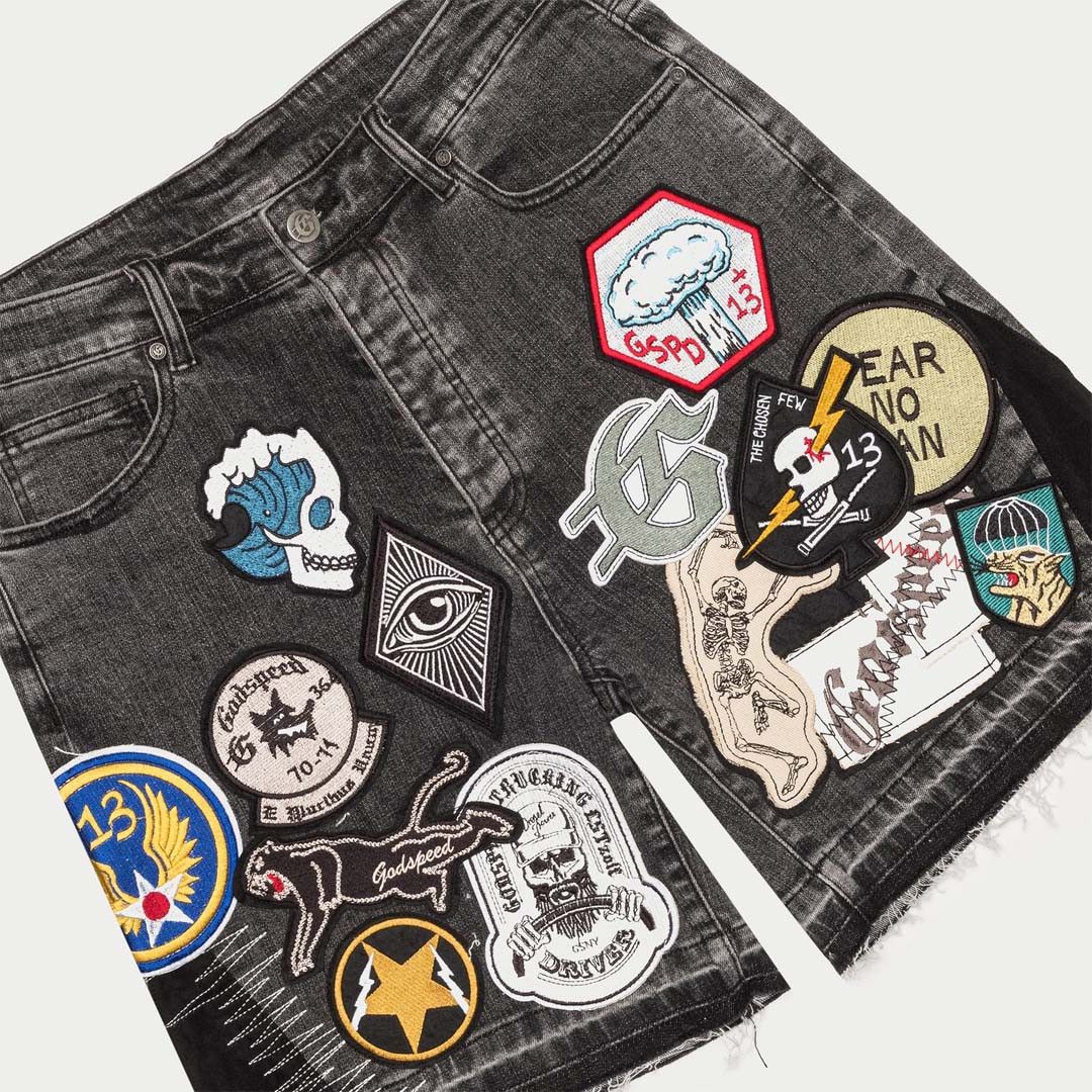 Godspeed Patchwork Denim Shorts V2 Grey Size US 32 / EU 48 - 3 Thumbnail