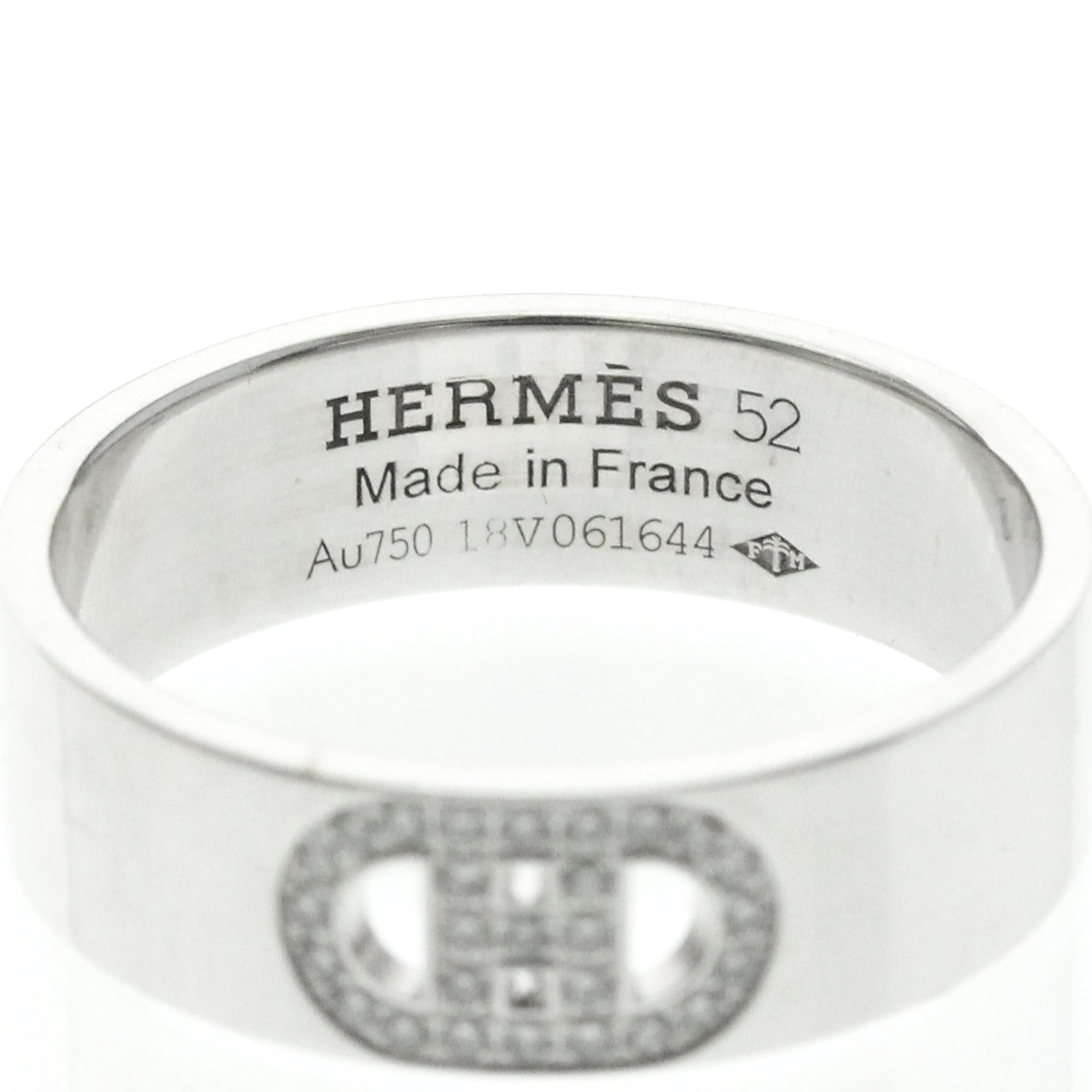 Hermes Hermes H D'ancre Ring With Diamonds White Gold (18K) Fashion Diamond Band Ring Silver Size ONE SIZE - 5 Thumbnail