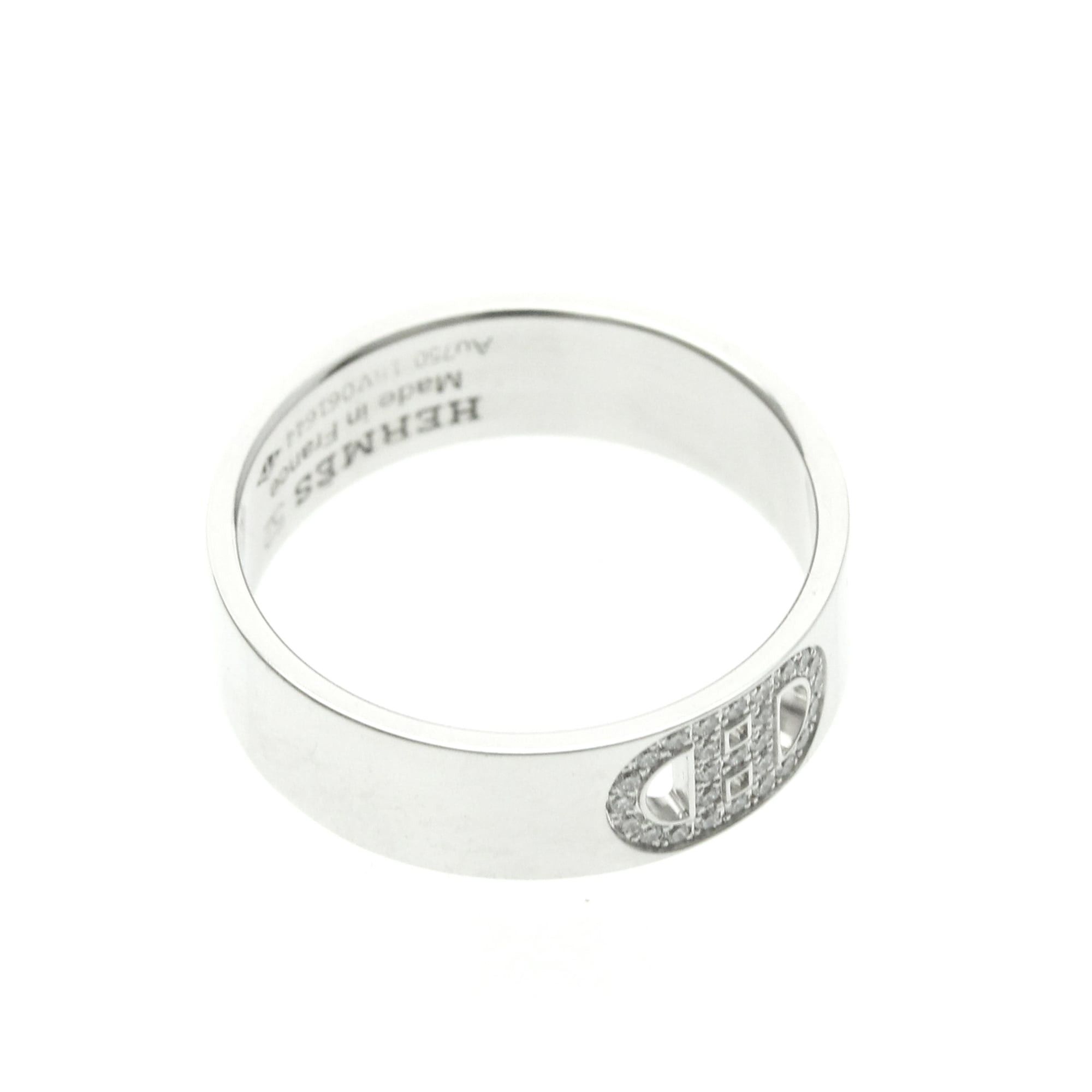 Hermes Hermes H D'ancre Ring With Diamonds White Gold (18K) Fashion Diamond Band Ring Silver Size ONE SIZE - 9 Thumbnail