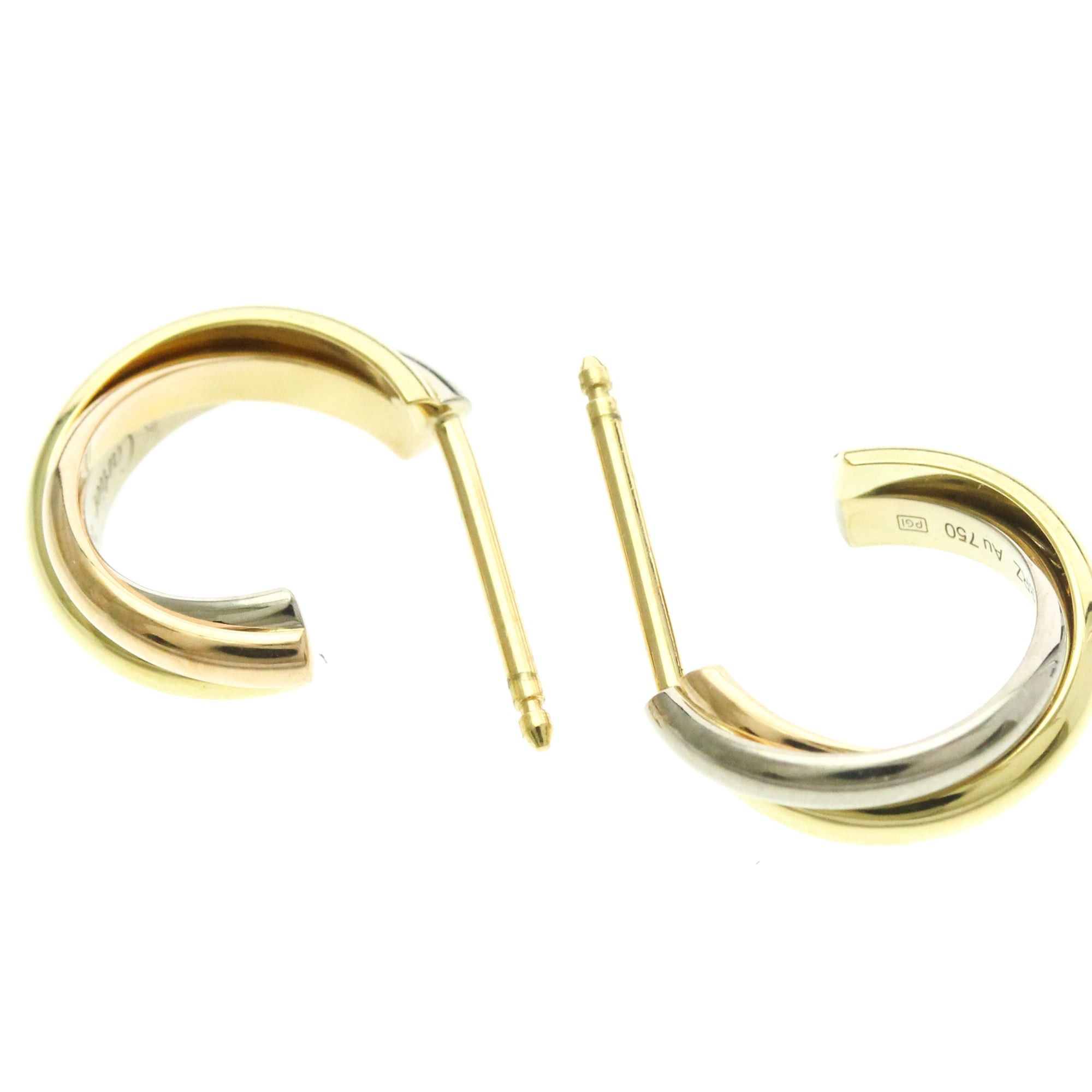 Cartier Cartier Trinity De Cartier No Stone Yellow Gold (18K),Pink Gold (18K),White Gold (18K) Half Hoop Earrings Gold Size ONE SIZE - 3 Thumbnail