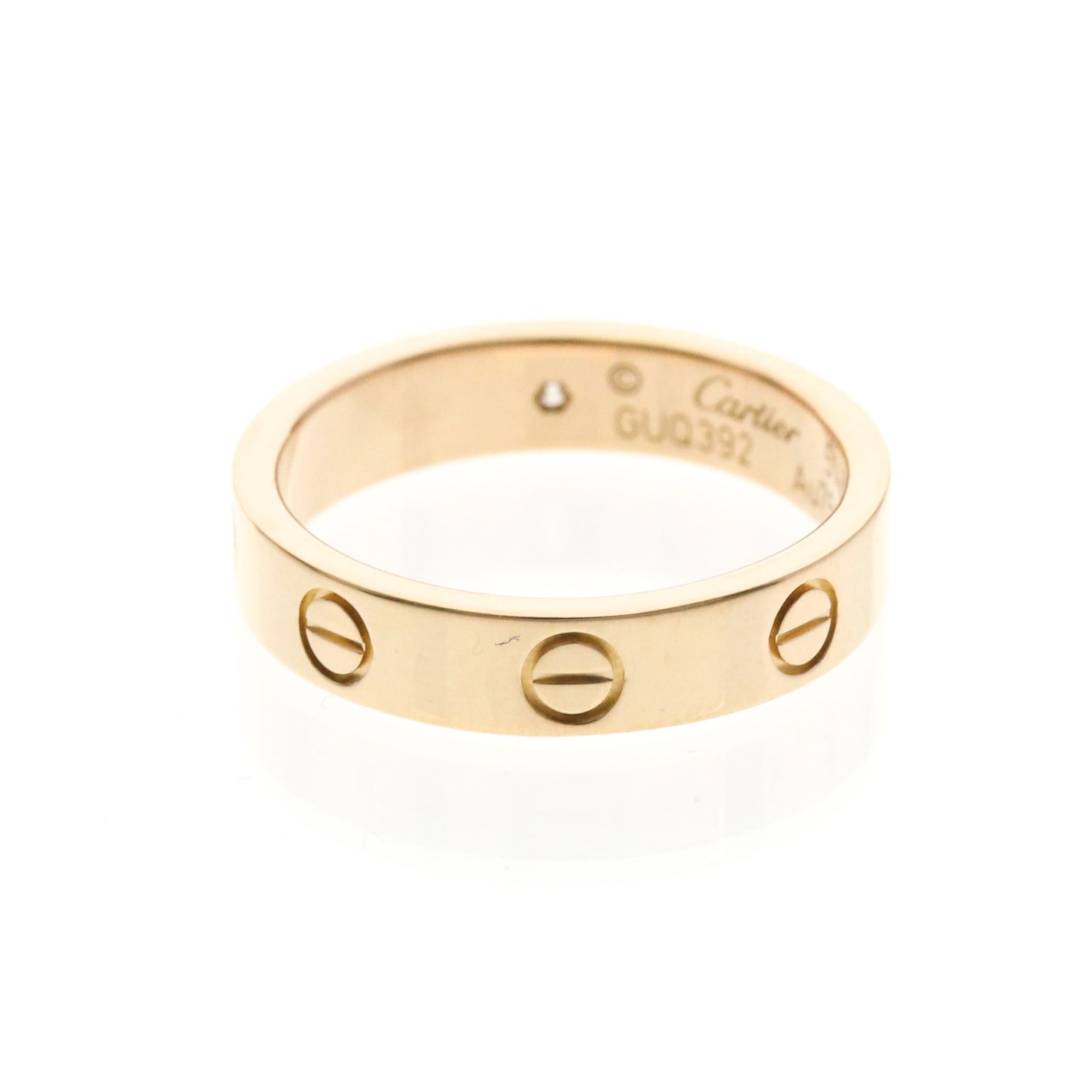 Cartier Cartier Mini Love Ring With 1 Diamond Pink Gold (18K) Fashion Diamond Band Ring Pink Gold Size ONE SIZE - 3 Thumbnail