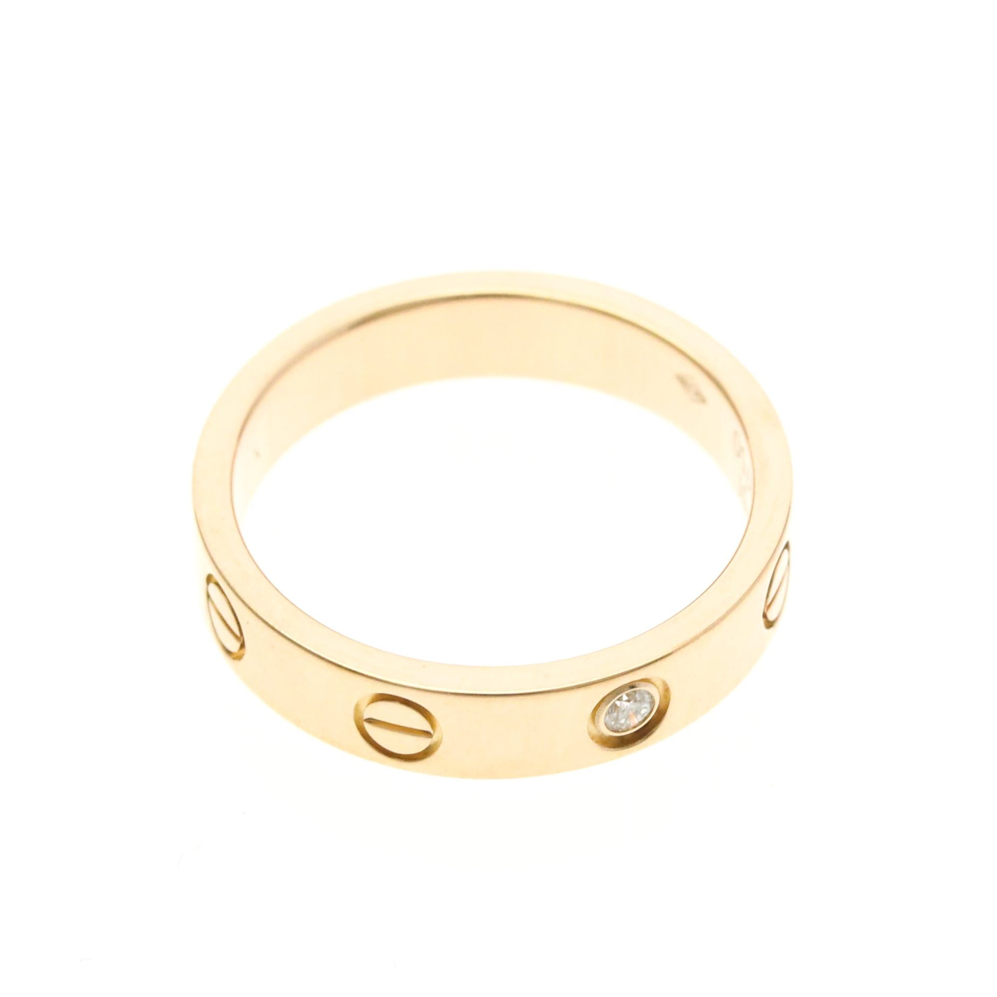 Cartier Cartier Mini Love Ring With 1 Diamond Pink Gold (18K) Fashion Diamond Band Ring Pink Gold Size ONE SIZE - 9 Thumbnail