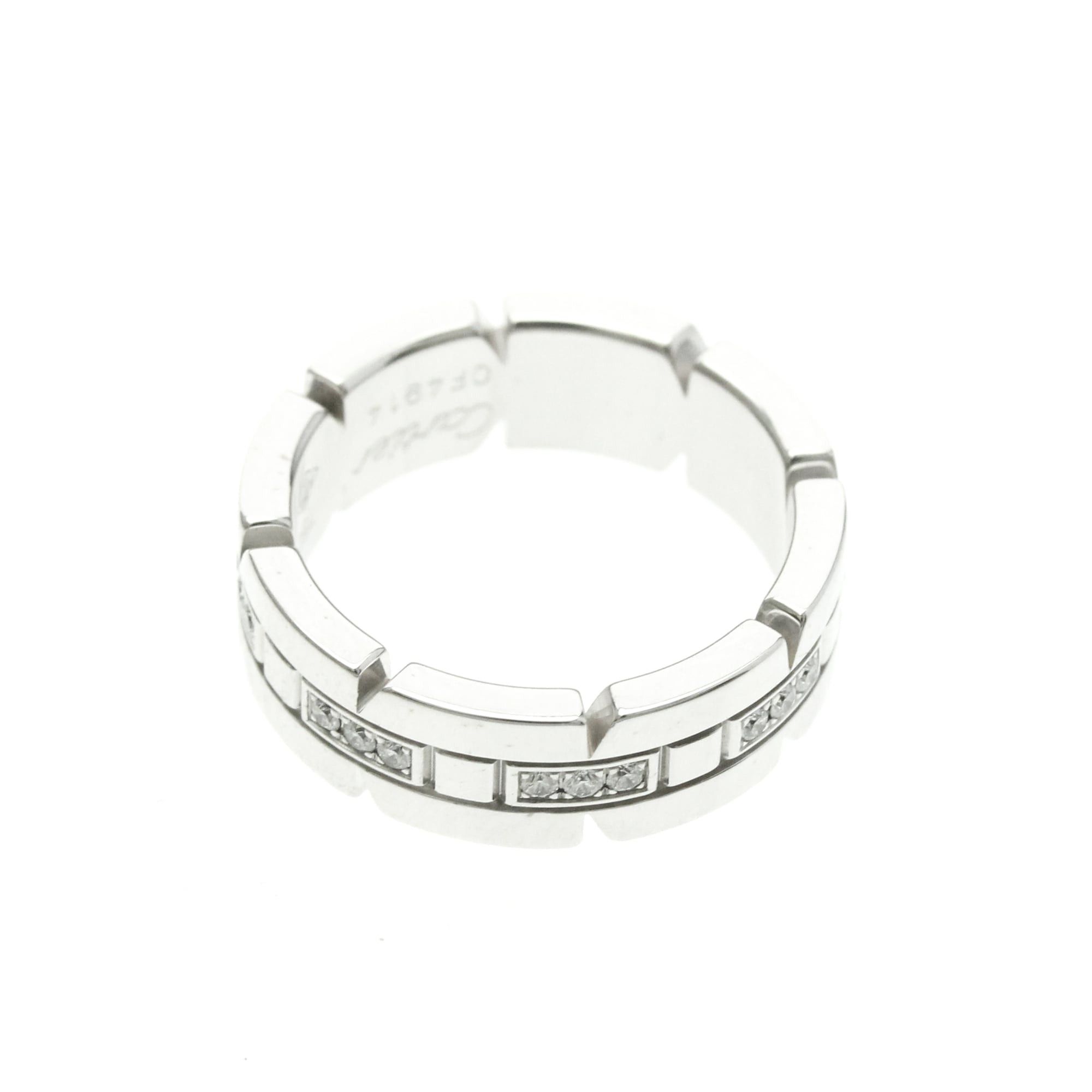 Cartier Cartier Tank Française Ring With Half Diamonds White Gold (18K) Fashion Diamond Band Ring Silver Size ONE SIZE - 9 Thumbnail