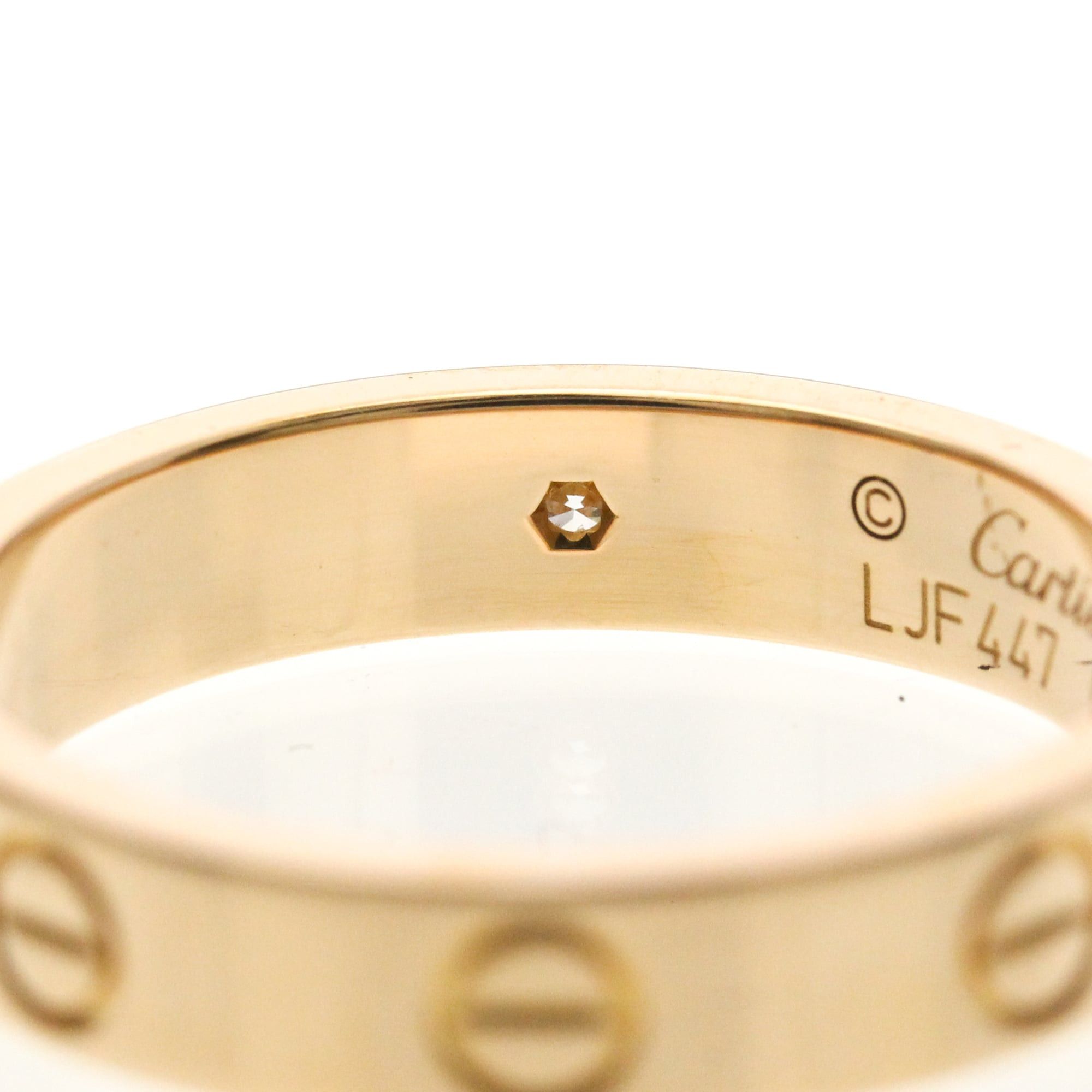 Cartier Cartier Mini Love Ring With 1 Diamond Pink Gold (18K) Fashion Diamond Band Ring Pink Gold Size ONE SIZE - 8 Thumbnail