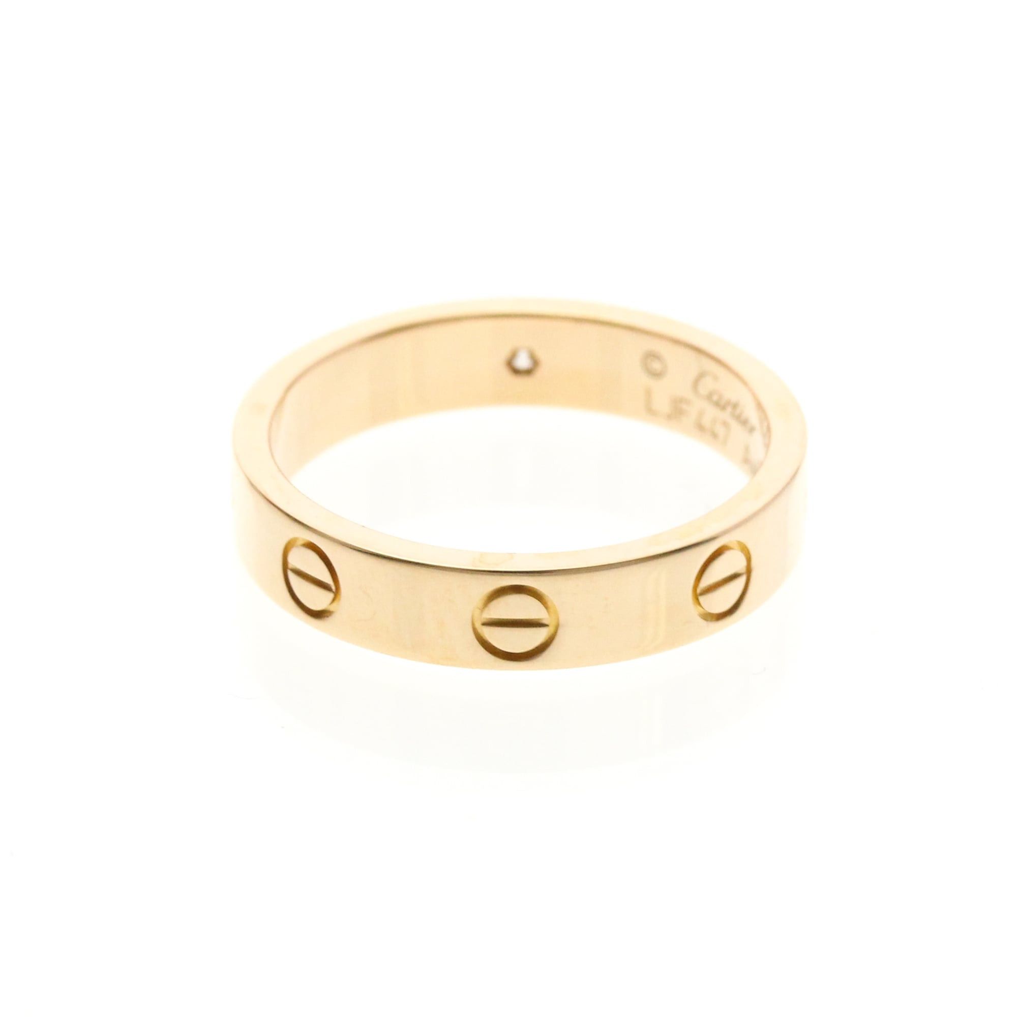 Cartier Cartier Mini Love Ring With 1 Diamond Pink Gold (18K) Fashion Diamond Band Ring Pink Gold Size ONE SIZE - 3 Thumbnail