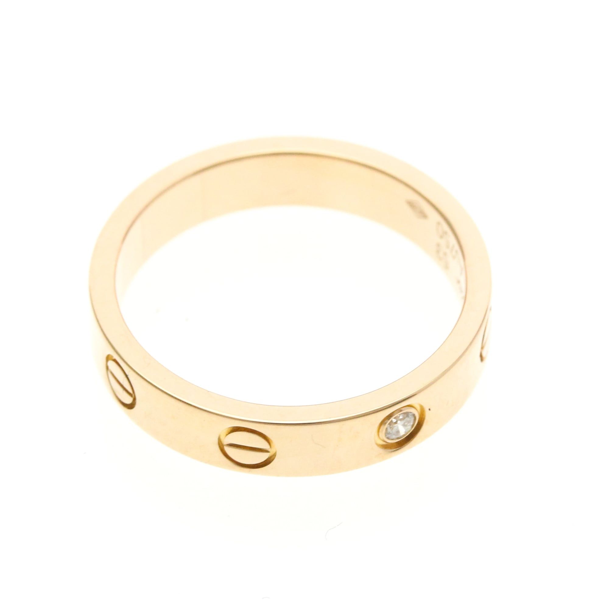 Cartier Cartier Mini Love Ring With 1 Diamond Pink Gold (18K) Fashion Diamond Band Ring Pink Gold Size ONE SIZE - 9 Thumbnail
