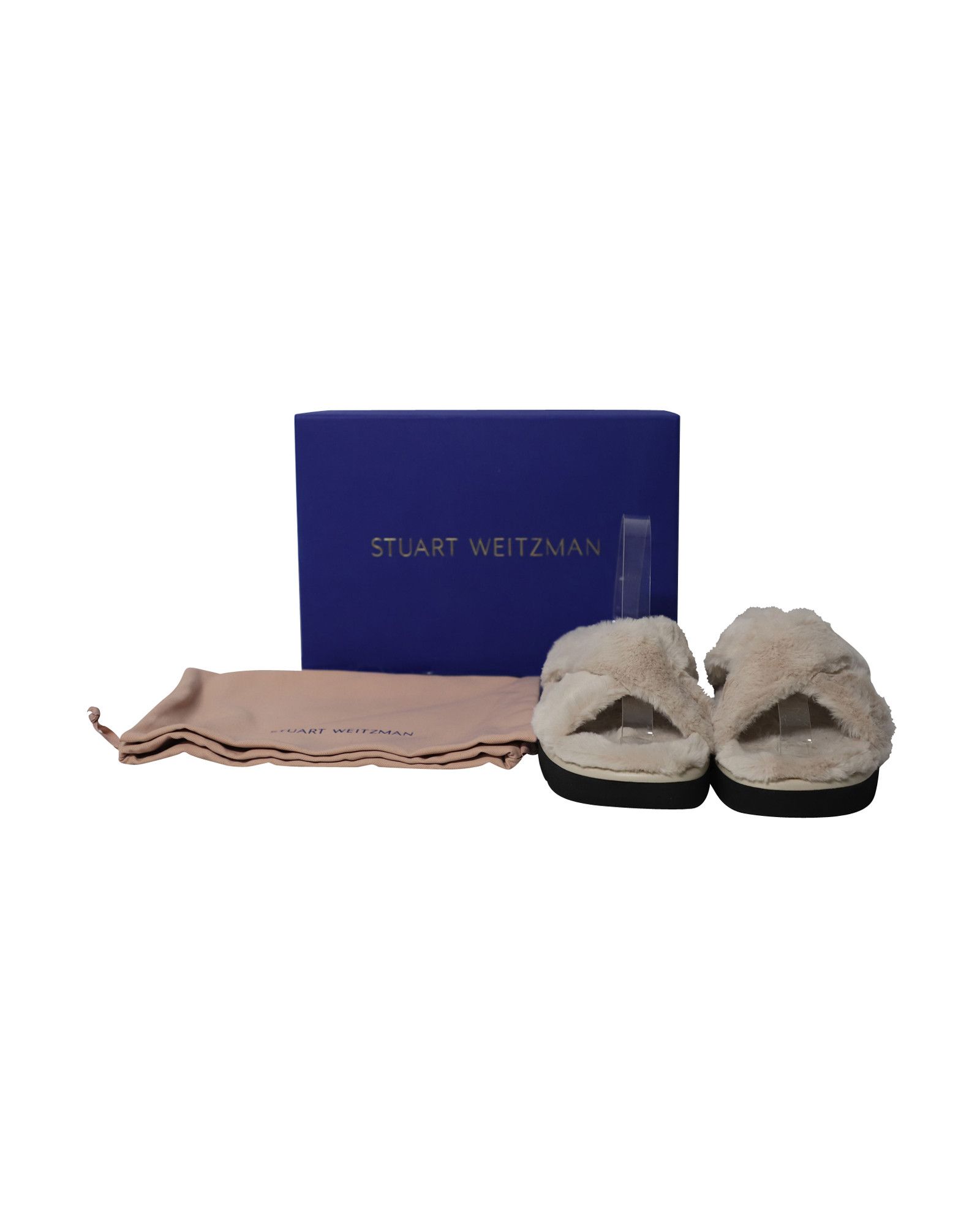 Stuart Weitzman Stuart Weitzman Roza Lift Slides Sandals in Cream Faux Fur Size US 8.5 / IT 38.5 - 8 Thumbnail