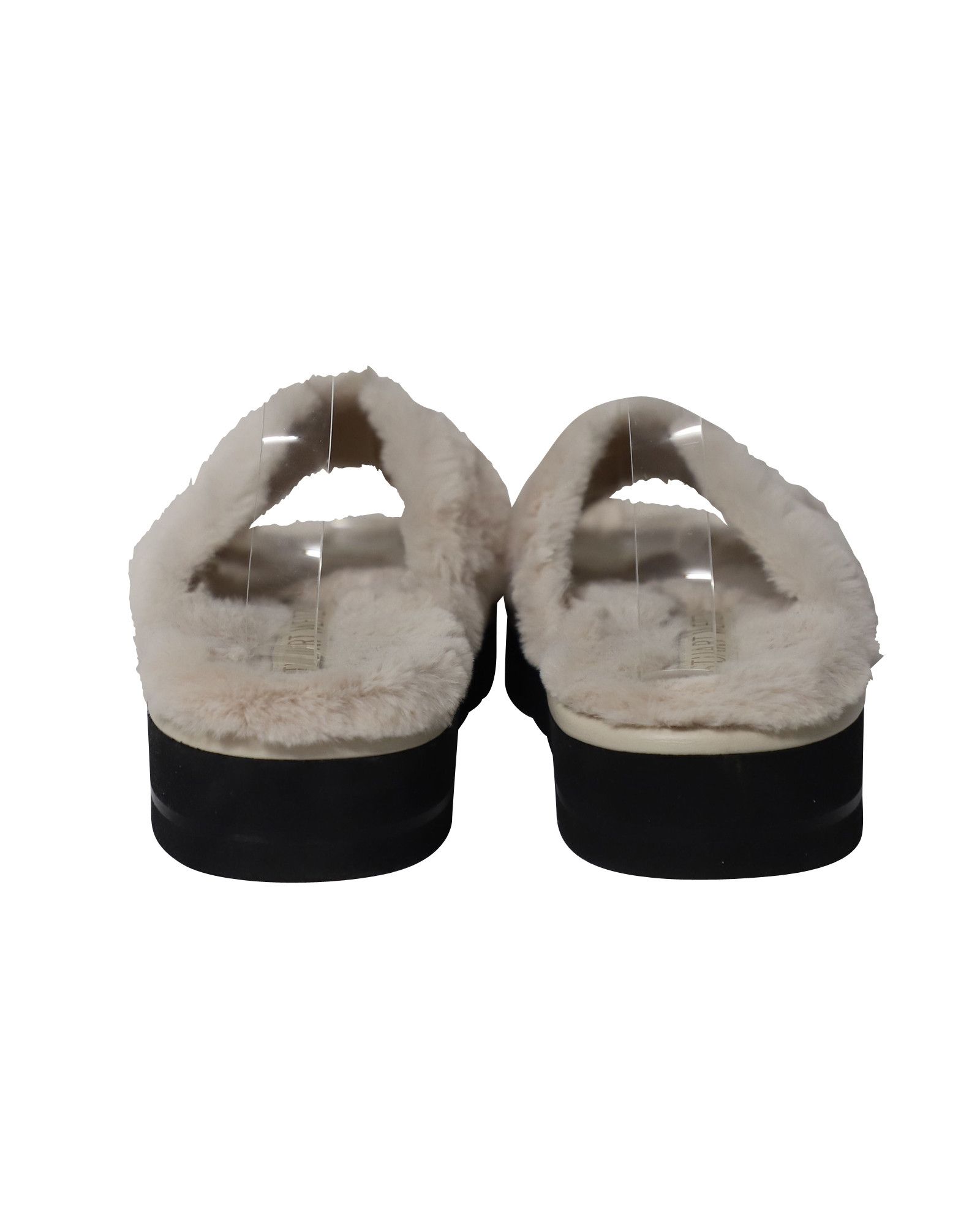 Stuart Weitzman Stuart Weitzman Roza Lift Slides Sandals in Cream Faux Fur Size US 8.5 / IT 38.5 - 4 Thumbnail