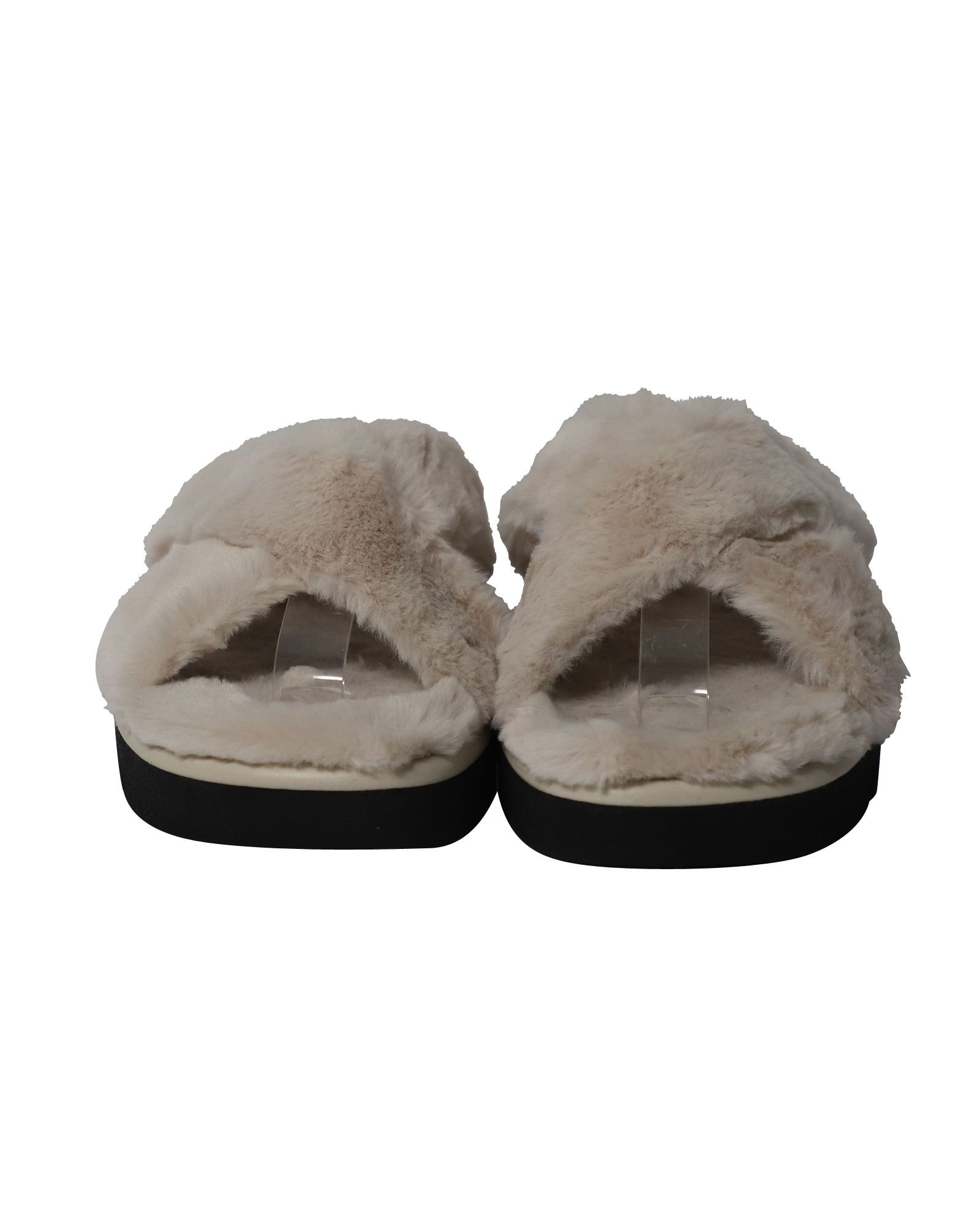 Stuart Weitzman Stuart Weitzman Roza Lift Slides Sandals in Cream Faux Fur Size US 8.5 / IT 38.5 - 2 Thumbnail
