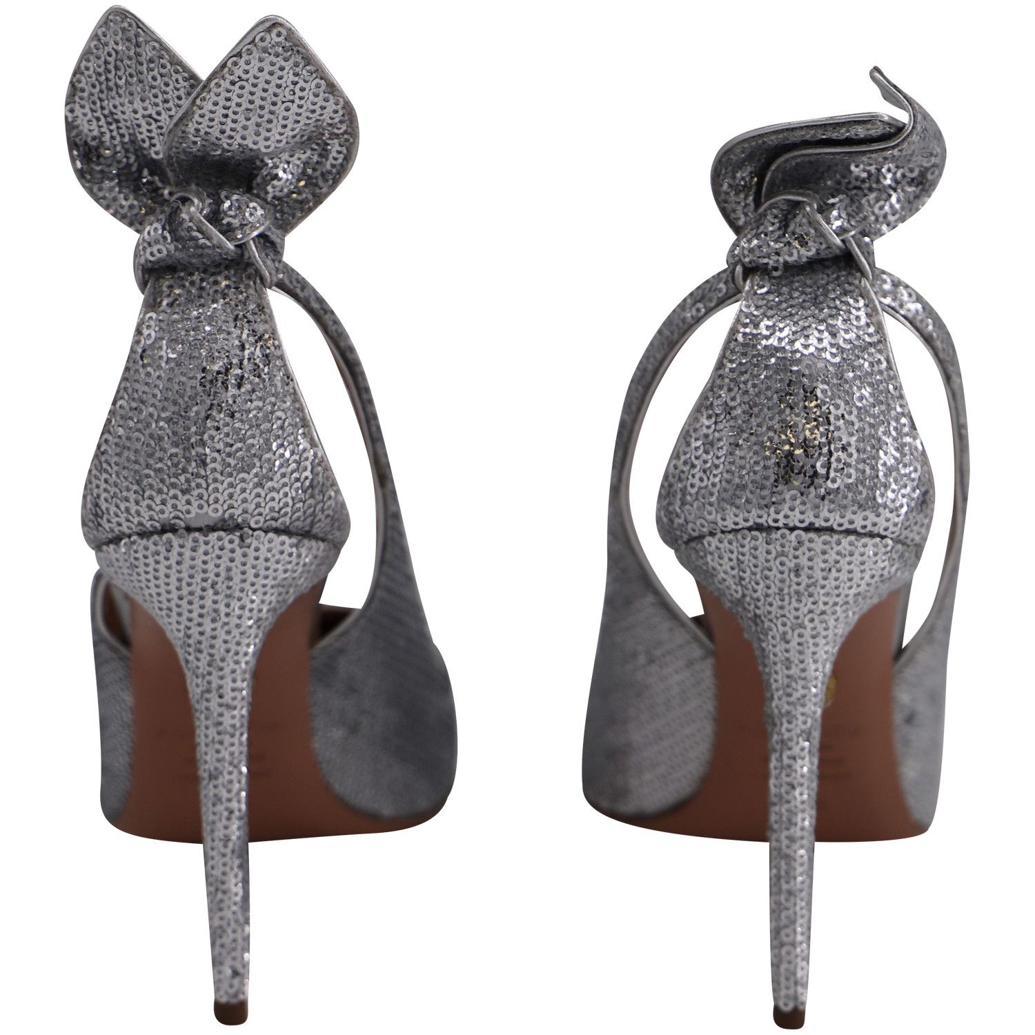 Aquazzura Aquazzura Bow Tie Sequined Pumps in Silver Leather Size US 7.5 / IT 37.5 - 3 Thumbnail