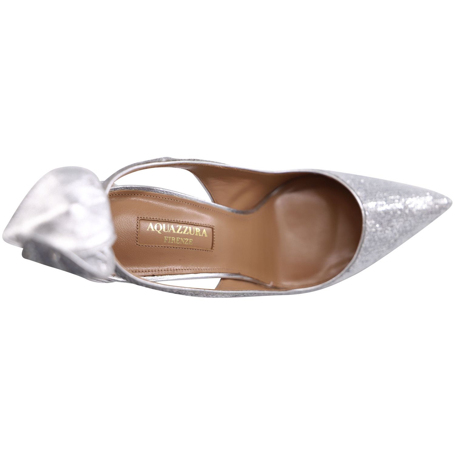 Aquazzura Aquazzura Bow Tie Sequined Pumps in Silver Leather Size US 7.5 / IT 37.5 - 7 Thumbnail