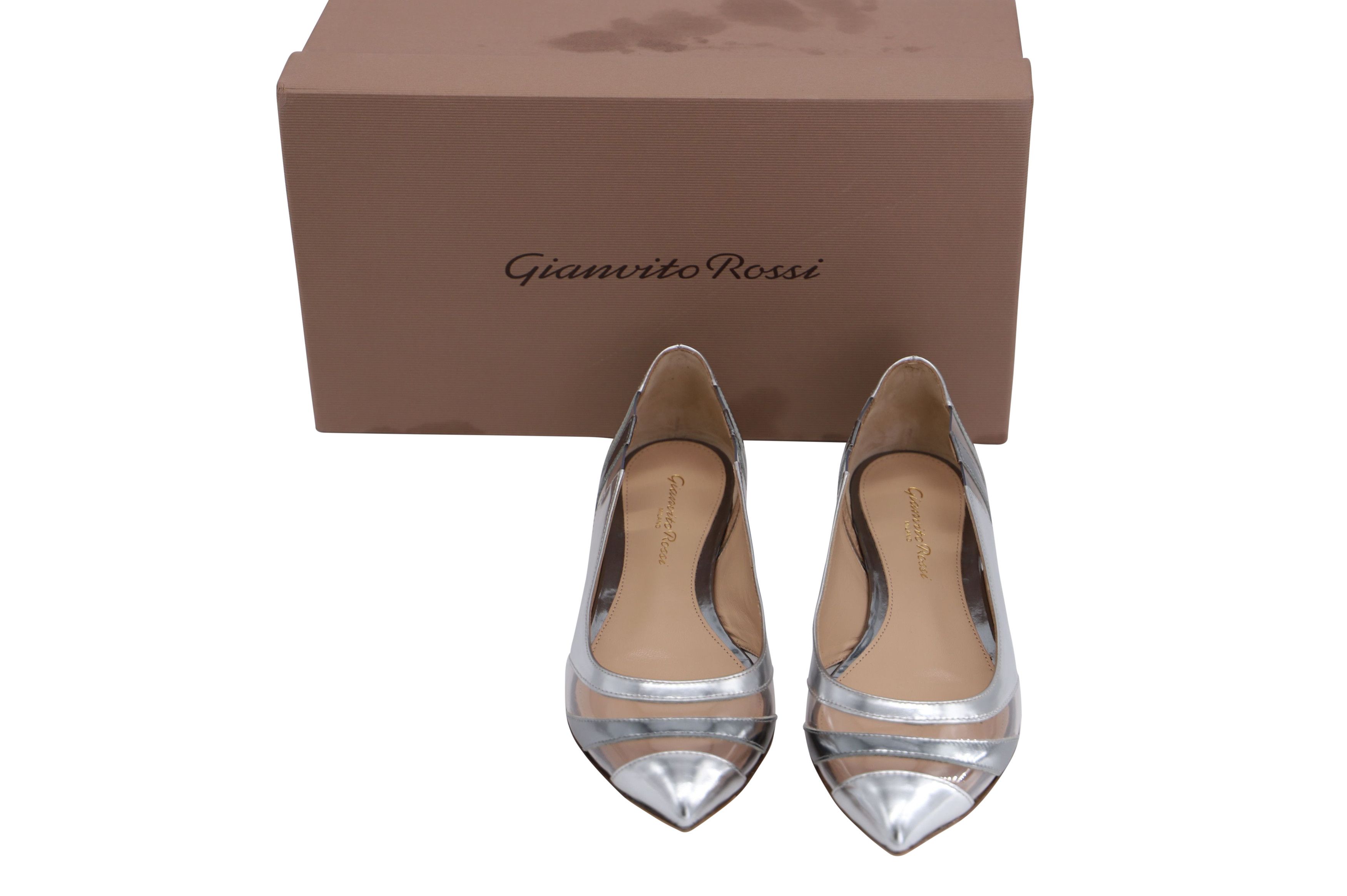 Gianvito Rossi Gianvito Rossi Meparta Pointed Toe Flats in Silver Patent Le Size US 5 / IT 35 - 7 Thumbnail
