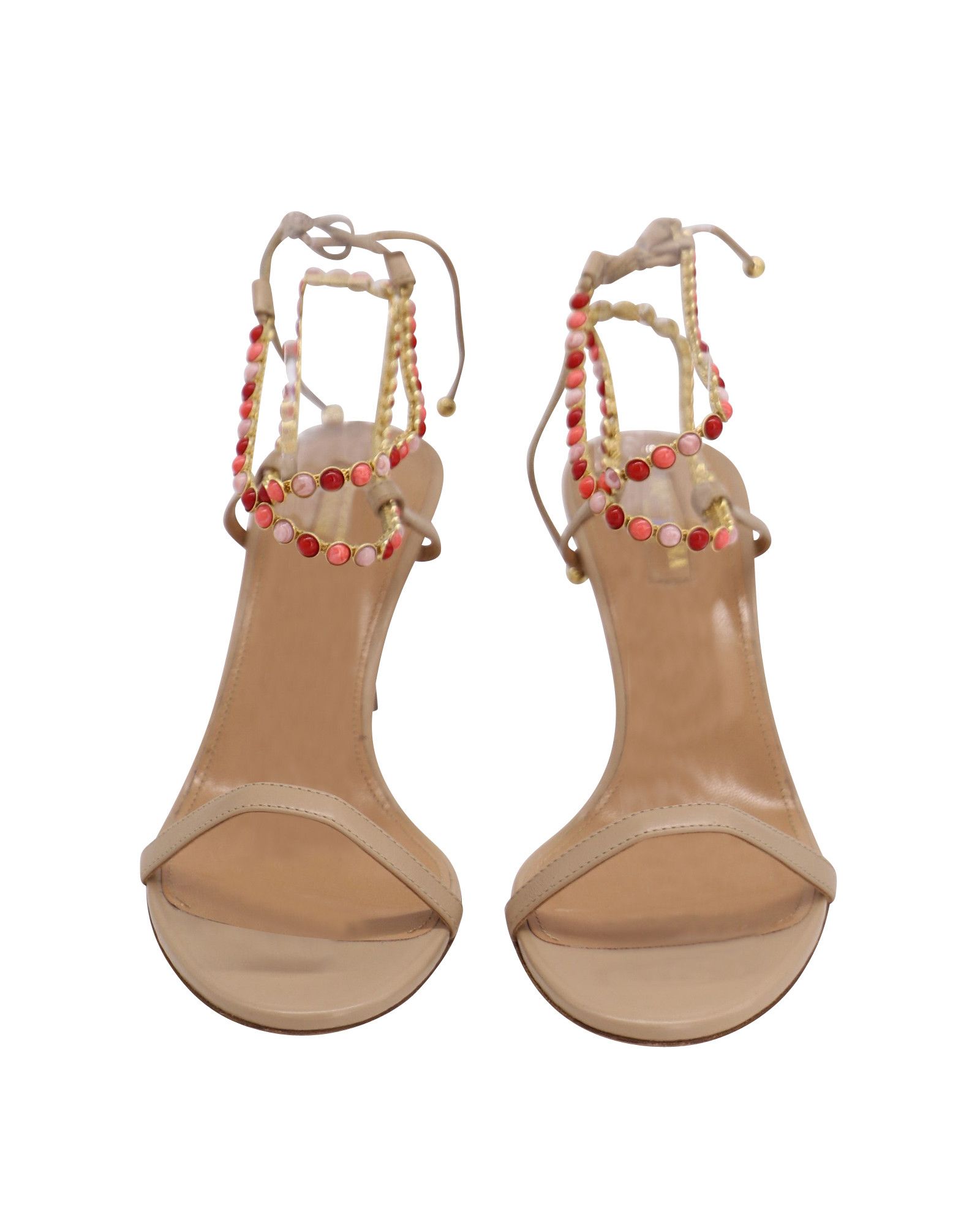 Aquazzura Aquazzura Livia 75 Beaded Sandals In Beige Leather Size US 8.5 / IT 38.5 - 3 Thumbnail