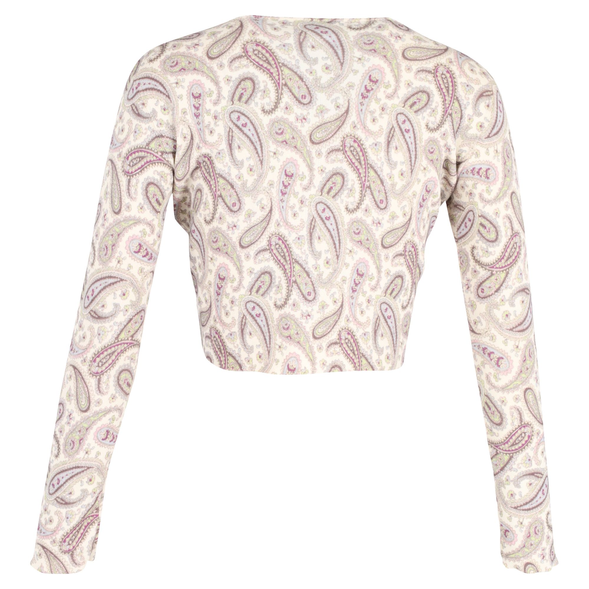 Etro Etro Cropped Paisley Cardigan in Beige Wool Size M / US 6-8 / IT 42-44 - 3 Thumbnail