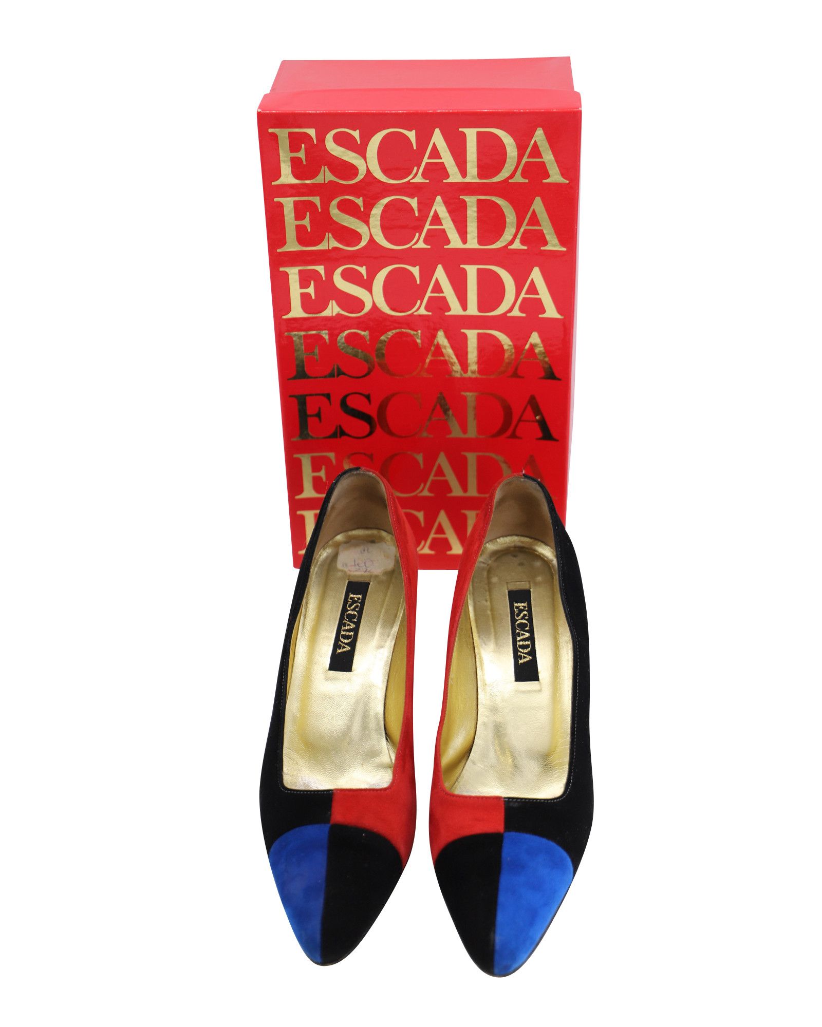 Escada Escada 80s Color Block Court Heels in Multicolor Suede Size US 10 / IT 40 - 9 Thumbnail