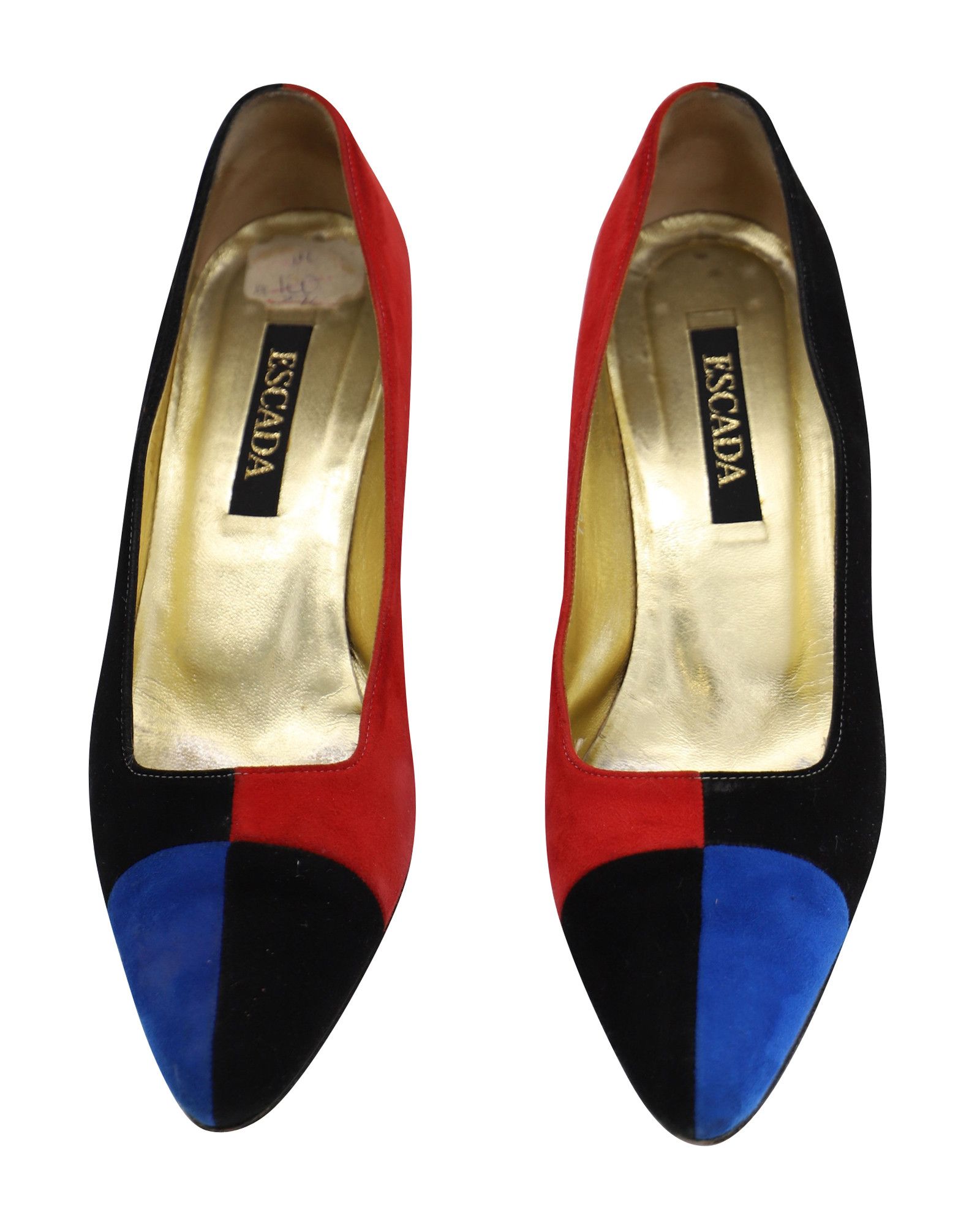 Escada Escada 80s Color Block Court Heels in Multicolor Suede Size US 10 / IT 40 - 2 Thumbnail