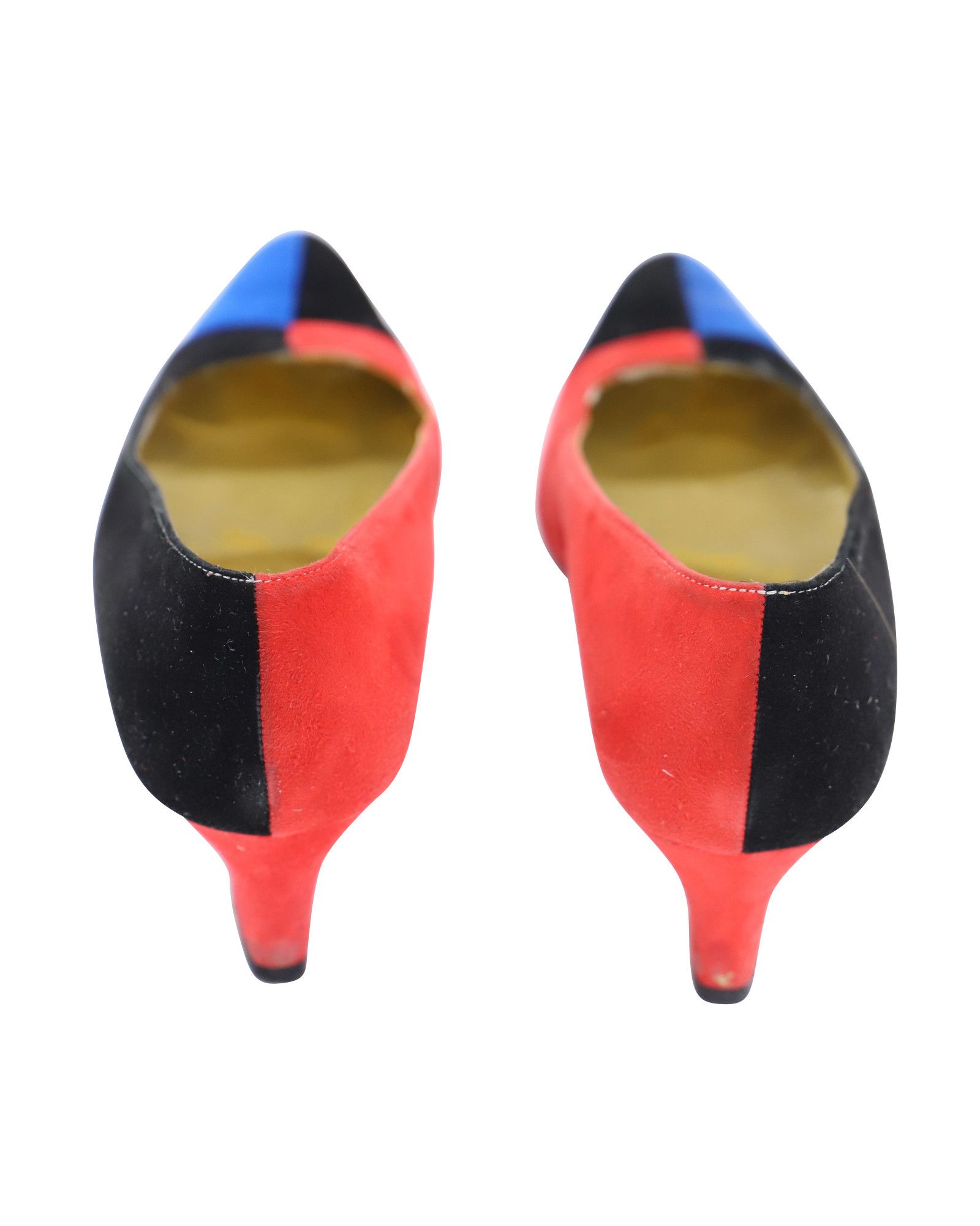 Escada Escada 80s Color Block Court Heels in Multicolor Suede Size US 10 / IT 40 - 3 Thumbnail