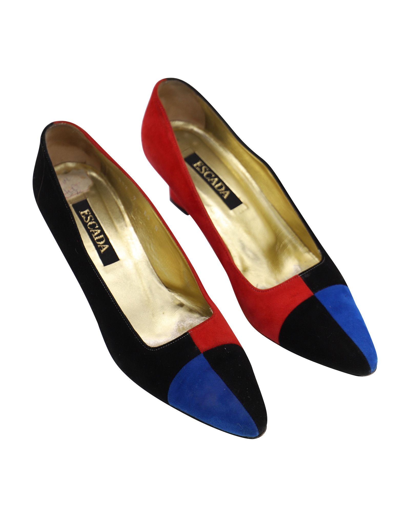 Escada Escada 80s Color Block Court Heels in Multicolor Suede Size US 10 / IT 40 - 5 Thumbnail