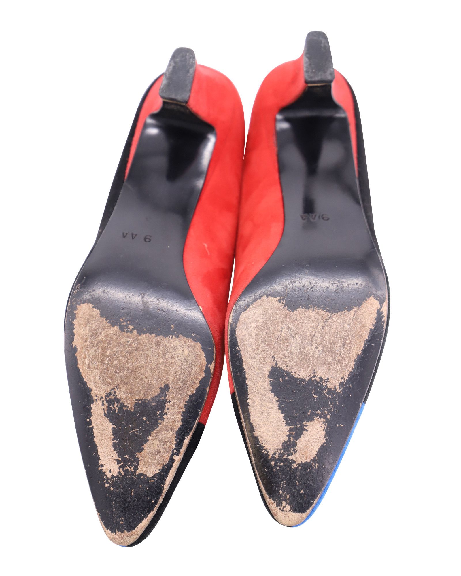 Escada Escada 80s Color Block Court Heels in Multicolor Suede Size US 10 / IT 40 - 6 Thumbnail