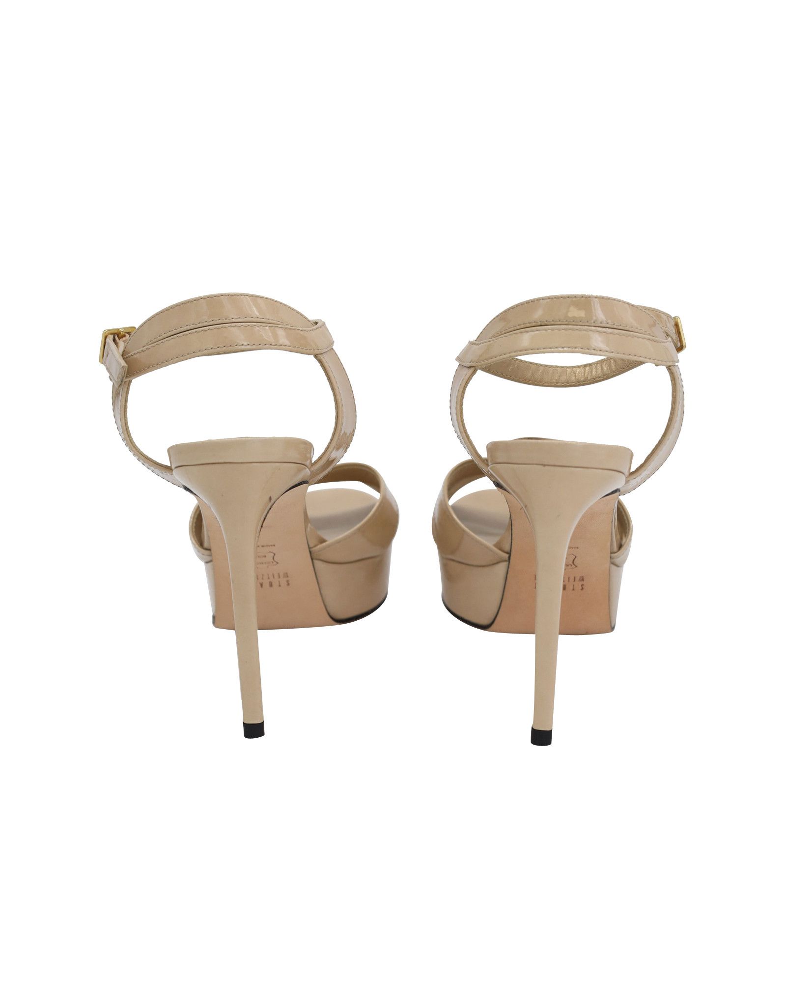 Stuart Weitzman Stuart Weitzman Cross Strap Platform Sandals in Beige Patent Size US 7.5 / IT 37.5 - 4 Thumbnail